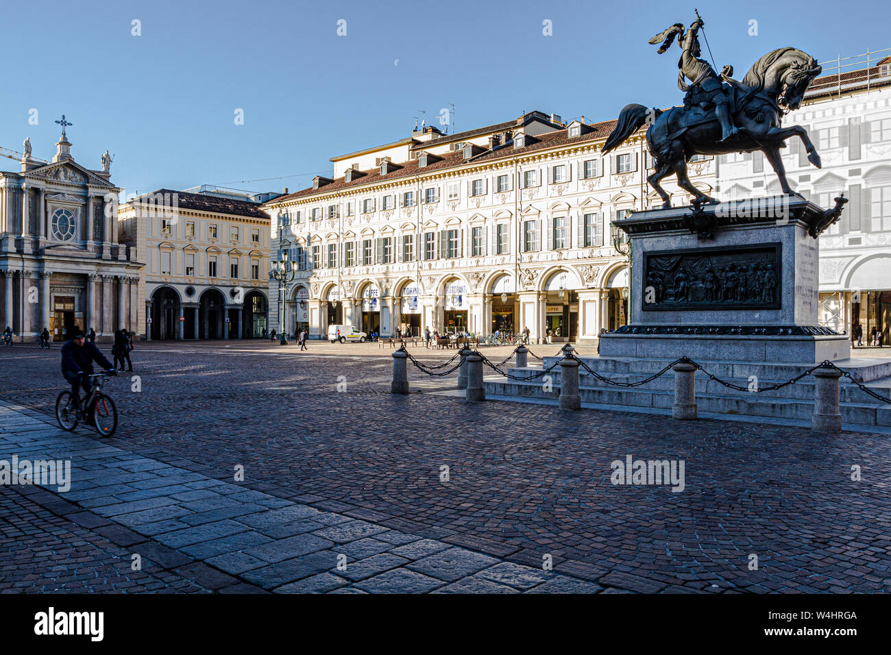 Statua equestre di Emanuele Filiberto a San Carlo piazza (Piazza San Carlo). Torino Provincia di Torino, Italia. Foto Stock