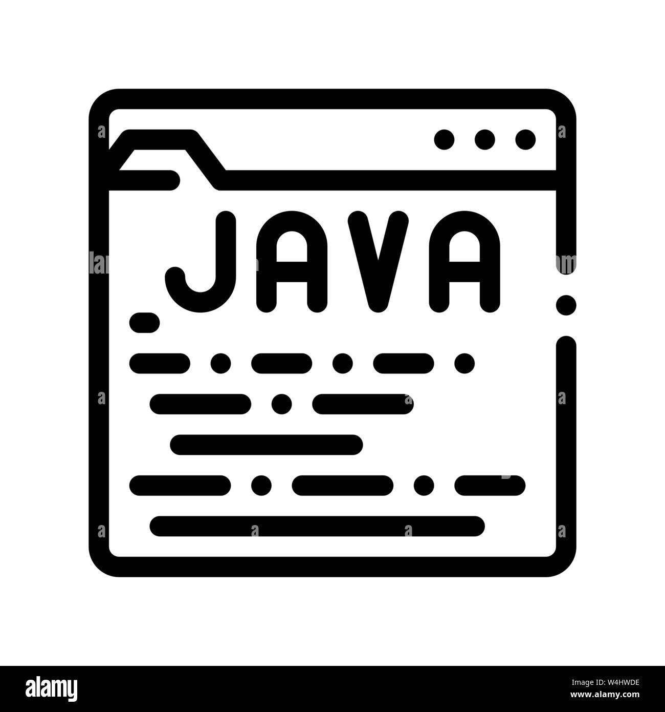 Linguaggio di codifica Java System Vector Thin Line Icona Illustrazione Vettoriale