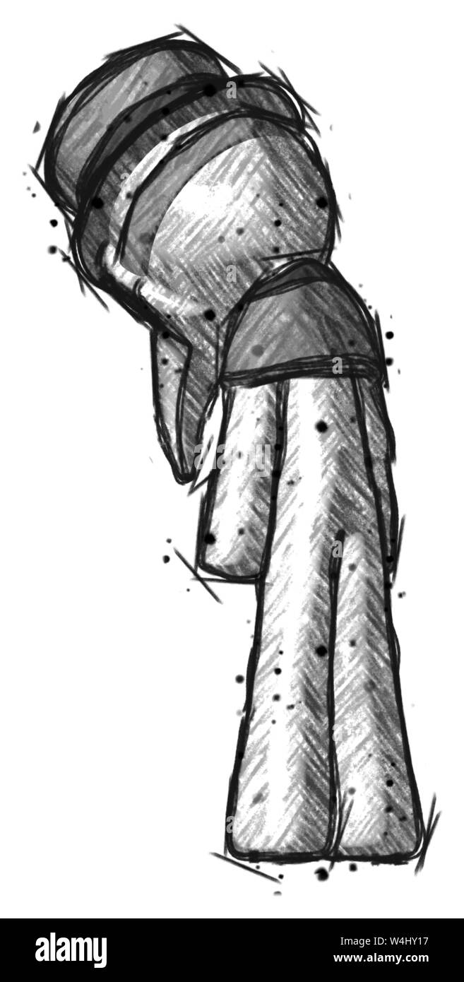 Schizzo medico della peste uomo premuto con la testa in giù, torna al visualizzatore, a sinistra. Foto Stock