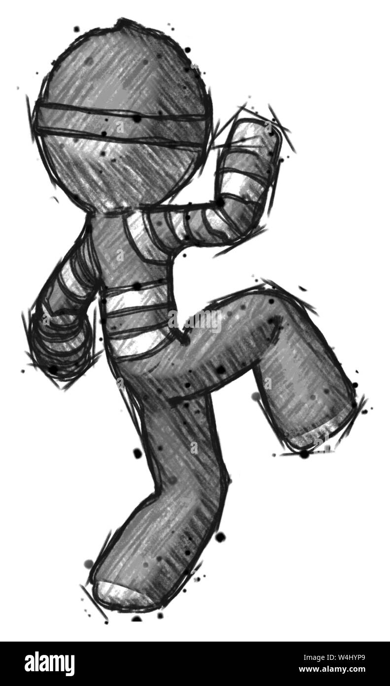 Schizzo ladro uomo pongono kick start. Foto Stock