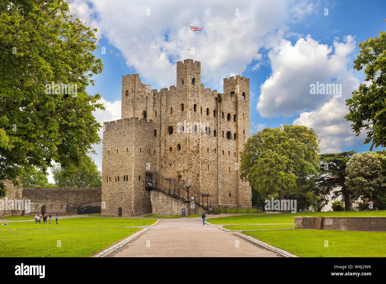 Rochester Castle, Kent, Regno Unito, vista del centro di 'continuare' Foto Stock