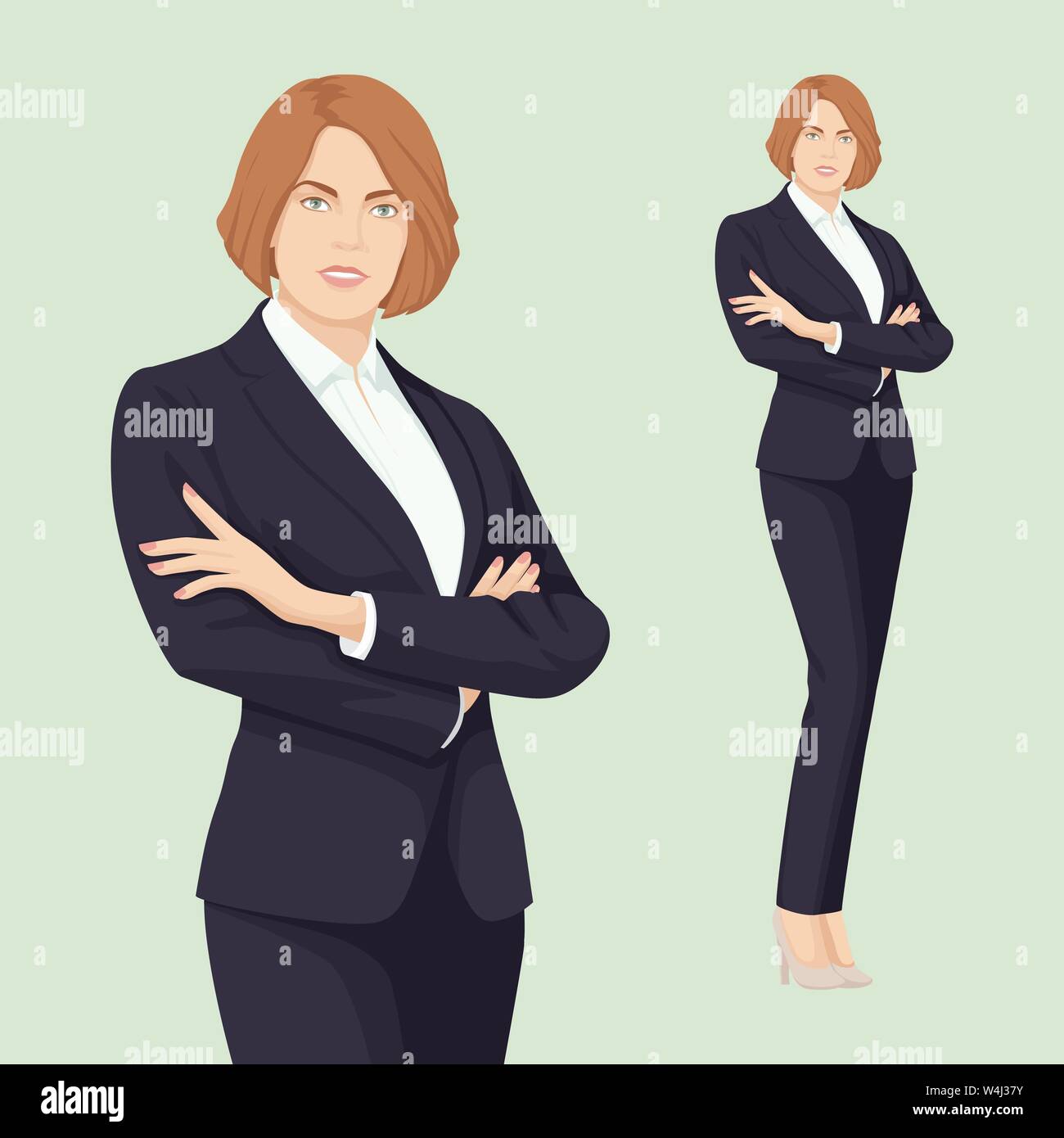 I popoli. Business donna fiducioso. Le persone di successo. La donna elegante. Persona adulta. Illustrazione Vettoriale. Illustrazione Vettoriale