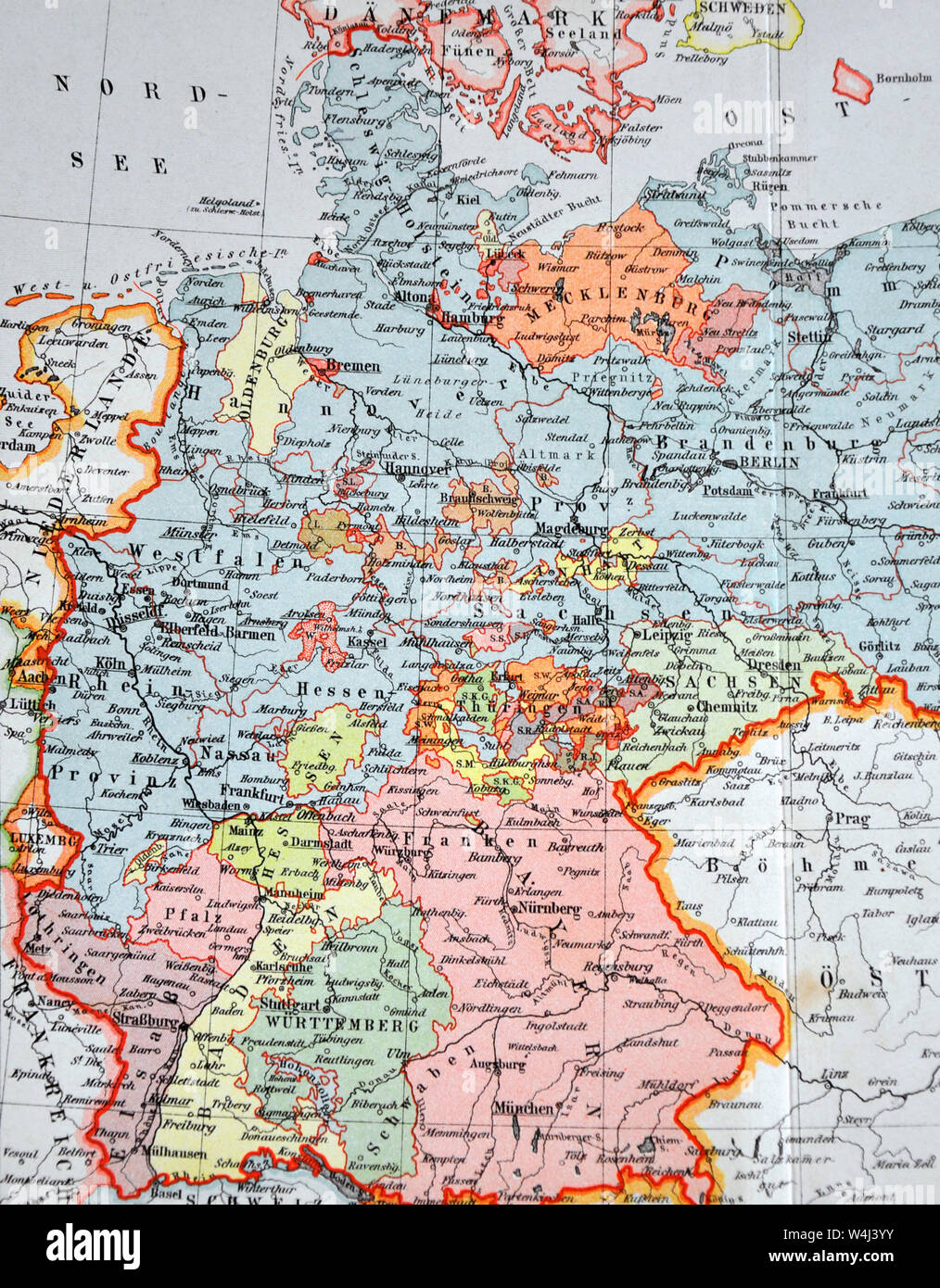 1900 Meyer Mappa di Germania e Polonia Foto Stock