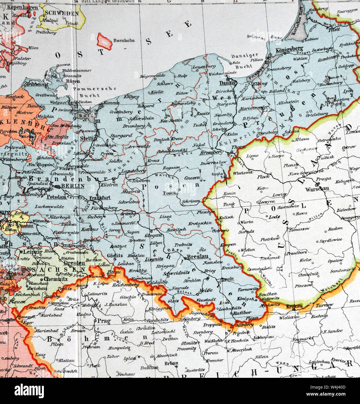 1900 Meyer Mappa di Germania e Polonia Foto Stock