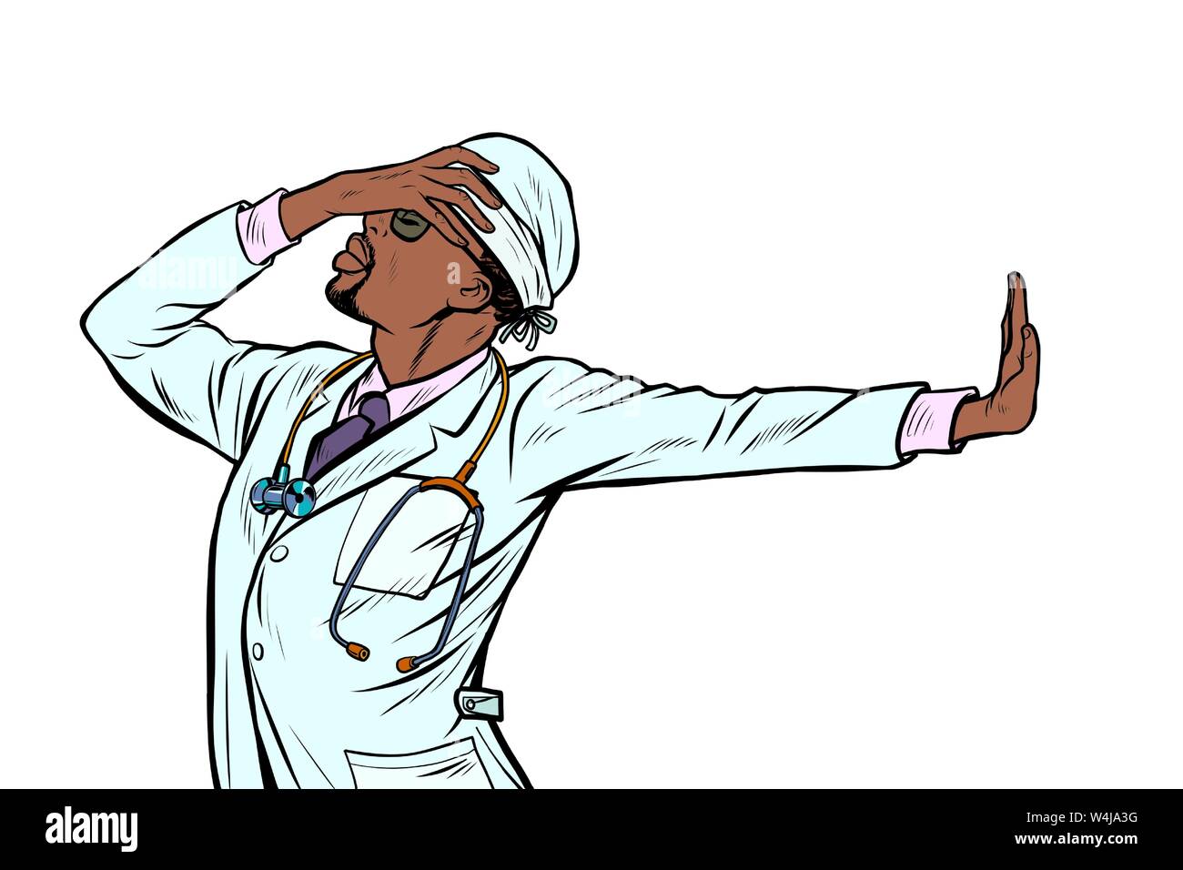 Medico di Medicina uomo. vergogna negazione gesto n. Illustrazione Vettoriale