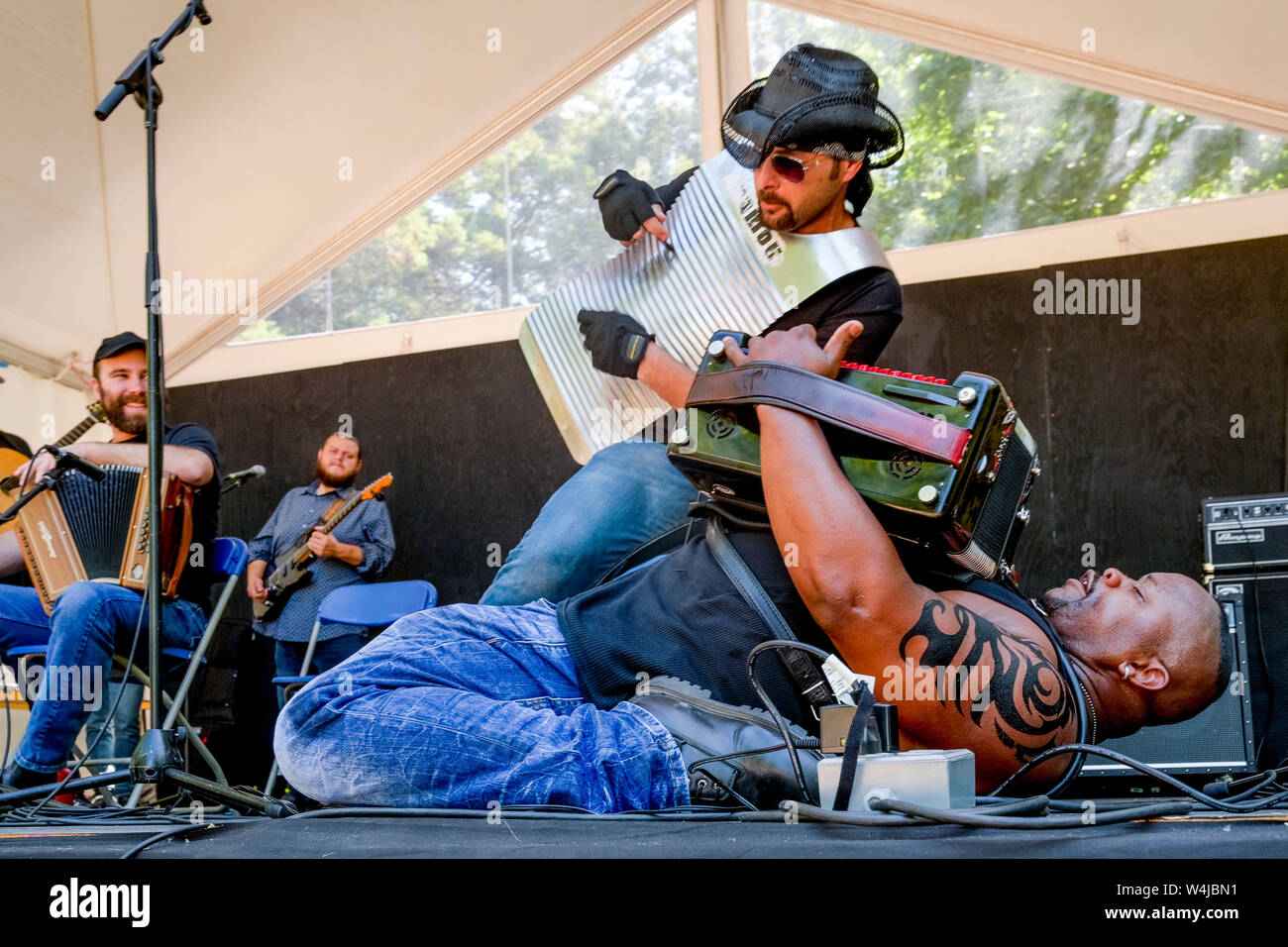 Dwayne Dopsie & The Zydeco Hellraisers, Vancouver Folk Music Festival, Vancouver, British Columbia, Canada Foto Stock