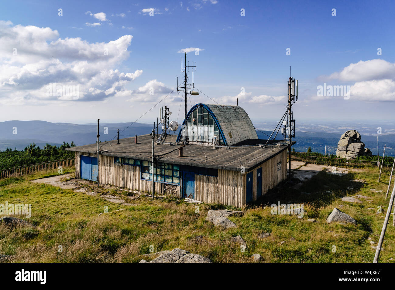 Stazione meteo su Szrenica, Polonia. Foto Stock