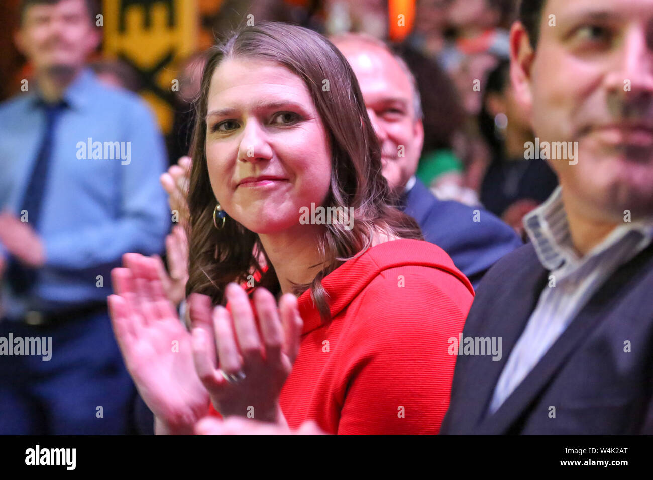 Londra, Regno Unito. 22 Luglio, 2019. Jo Swinson viene eletto come nuovo leader dei democratici liberali.Jo Swinson, MP per East Dunbartonshire, ha conquistato la leadership di elezione 47,997 ricevere voti e sostituisce il Sir Vince il cavo nel ruolo di leadership. Credito: SOPA Immagini limitata/Alamy Live News Foto Stock