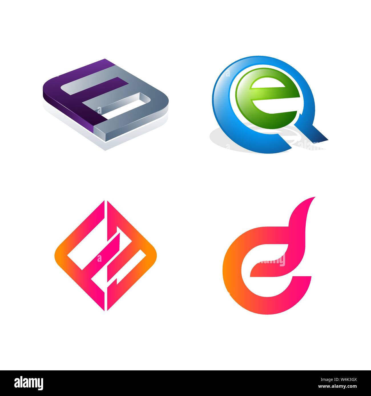 Set di lettera iniziale FE, EQ, F, e simbolo per Business logo design modello. Raccolta di Abstracts icone moderne per l'organizzazione Illustrazione Vettoriale