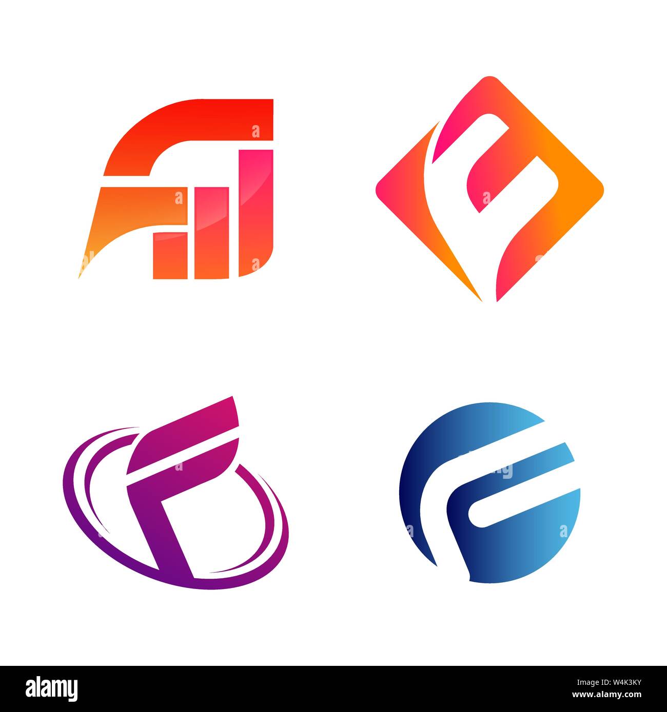 Set di lettera iniziale FW e simbolo F per il Business logo design modello. Raccolta di Abstracts icone moderne per l'organizzazione Illustrazione Vettoriale