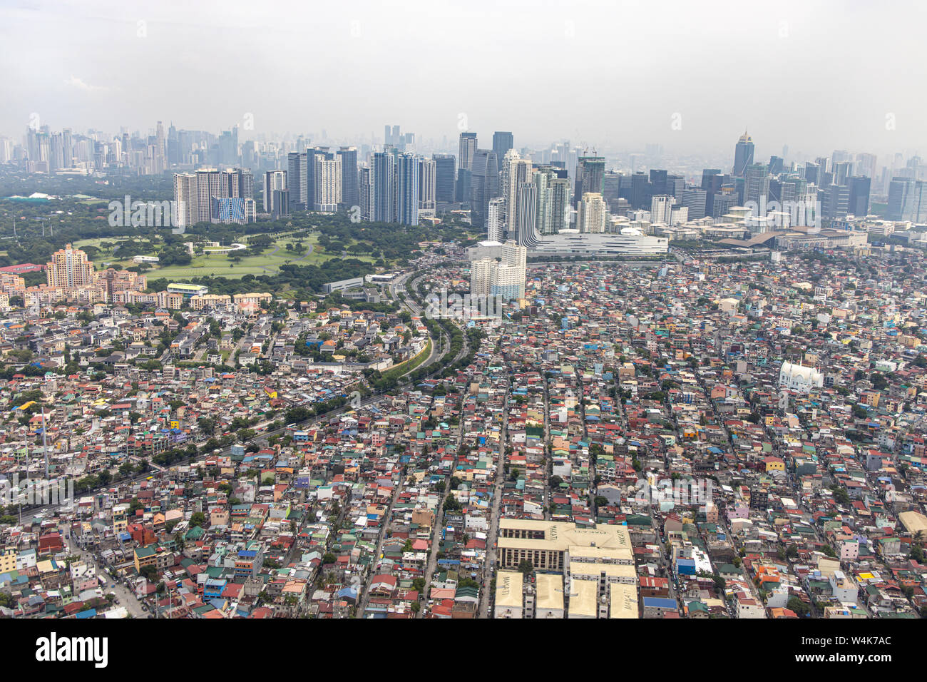 La città di Manila vista dall'aereo, Filippine Foto Stock