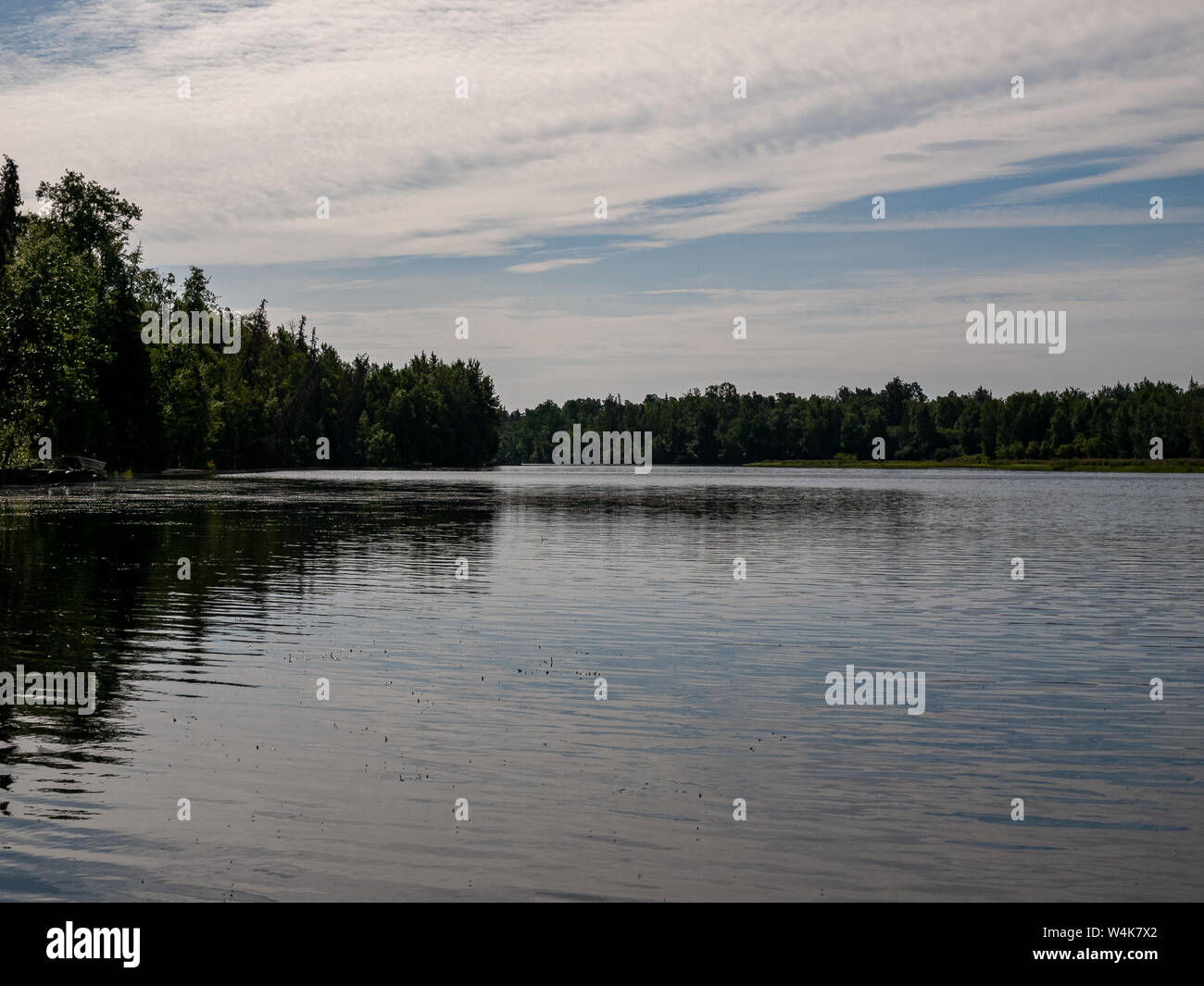 Alexander Creek e il fiume Susitna. Canottaggio, pesca, caccia cane. Vicino Anchorage, Alaska. Foto Stock