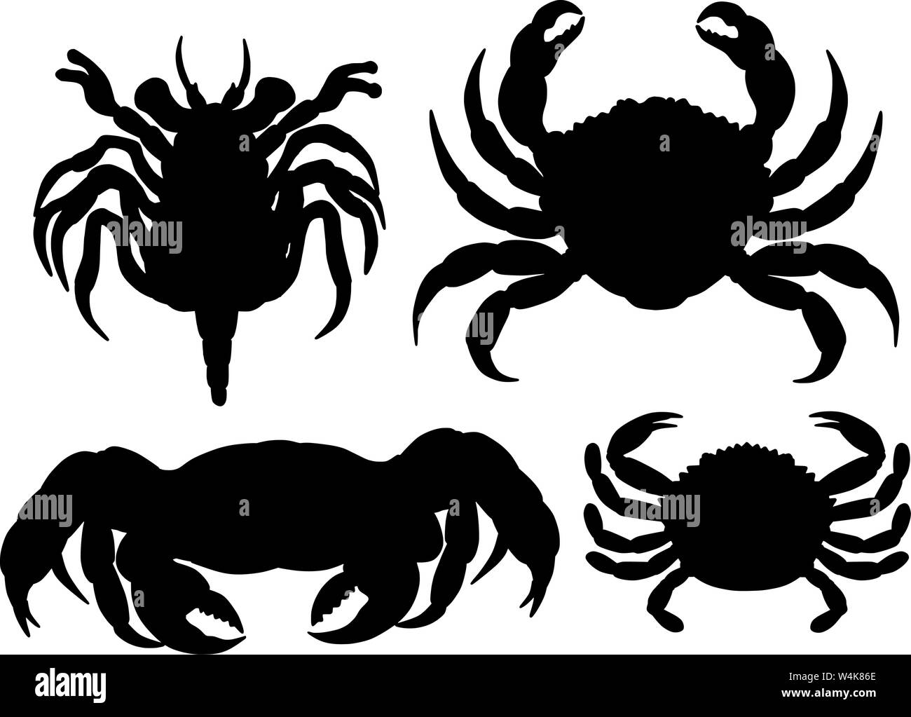 Granchio reale sagome crostaceo illustrazioni vettoriali Illustrazione Vettoriale