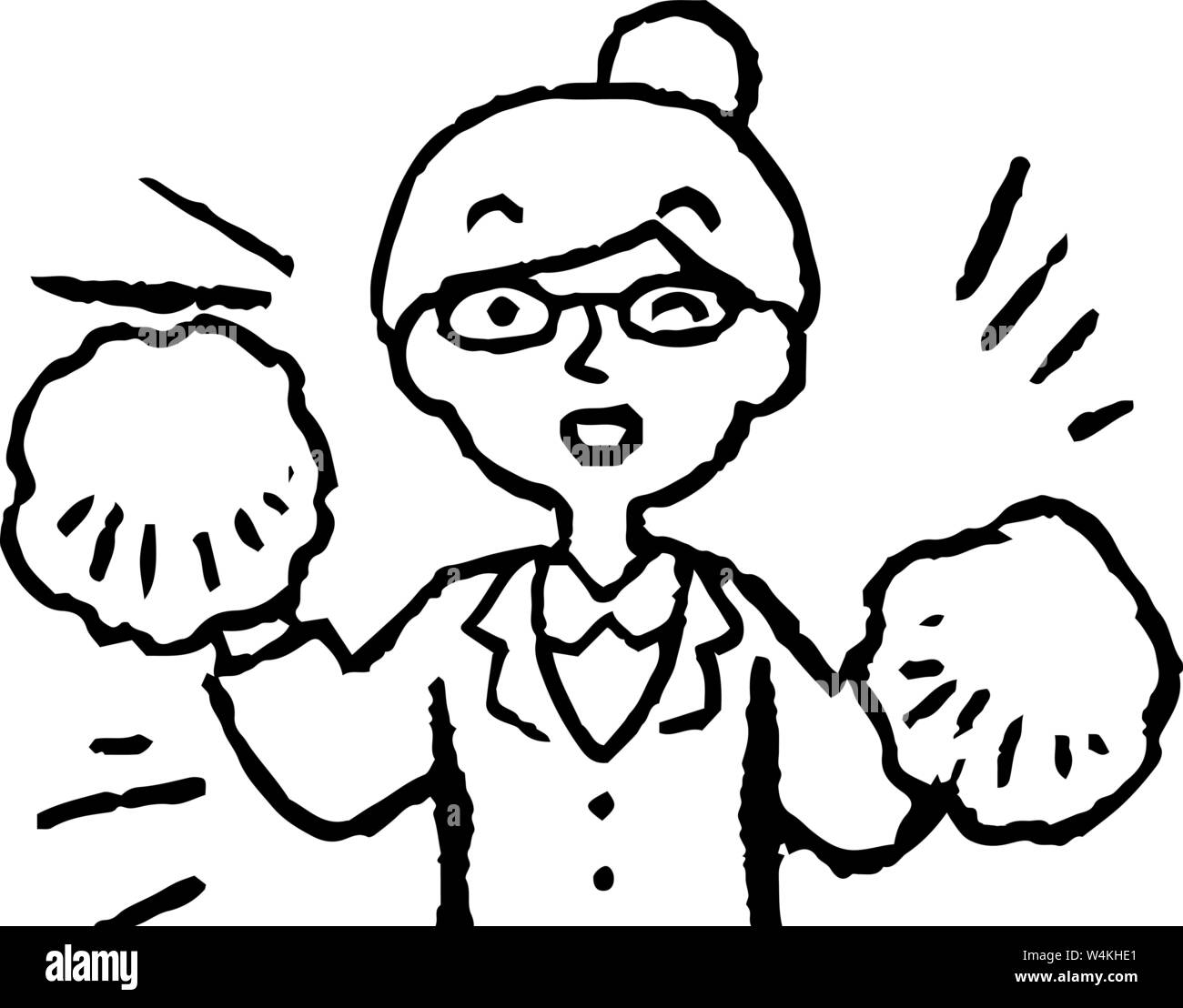 Questa è una illustrazione di un business donna che indossa gli occhiali e la faccia di posa. Illustrazione Vettoriale