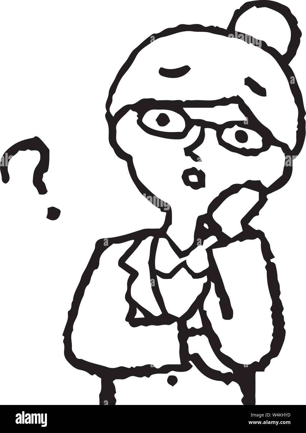 Questa è una illustrazione di un business donna che indossa gli occhiali e la faccia di posa. Illustrazione Vettoriale