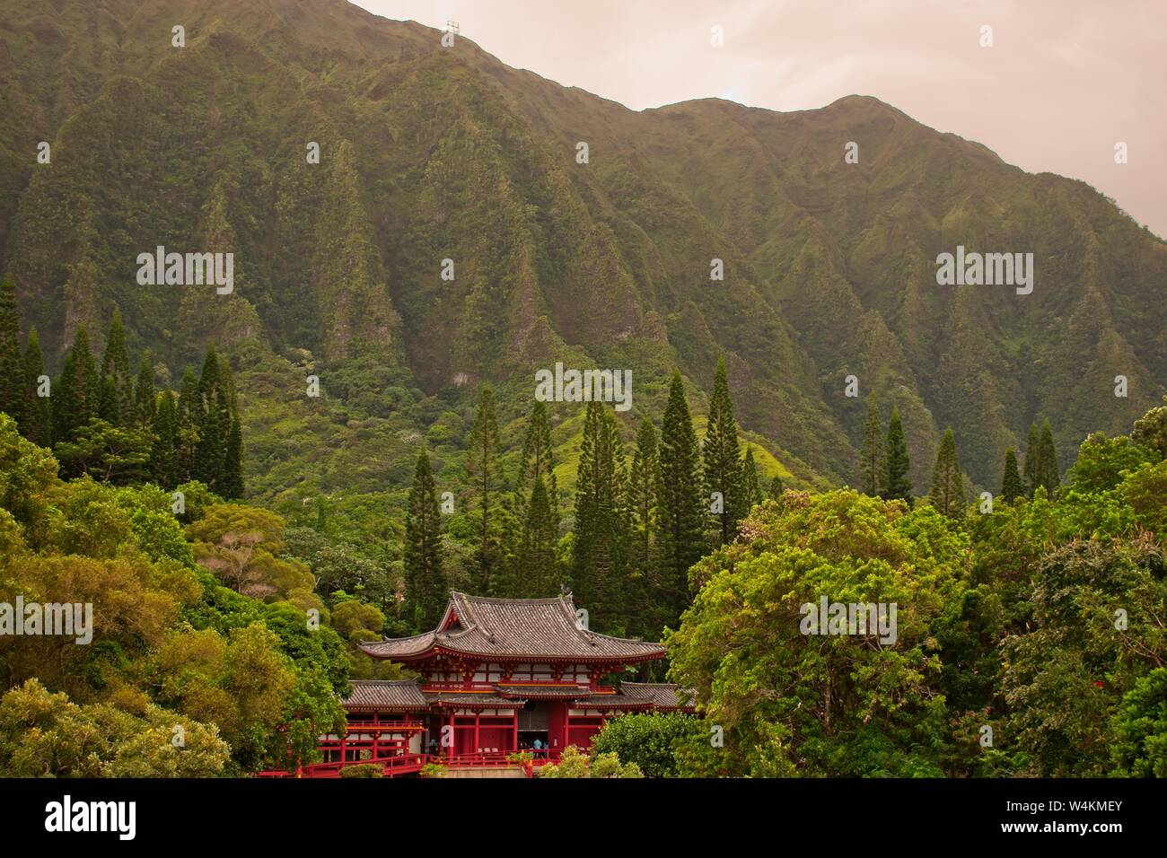 Il Tempio Byodo-In nella Valle dei Templi, Oahu Hawaii Foto Stock