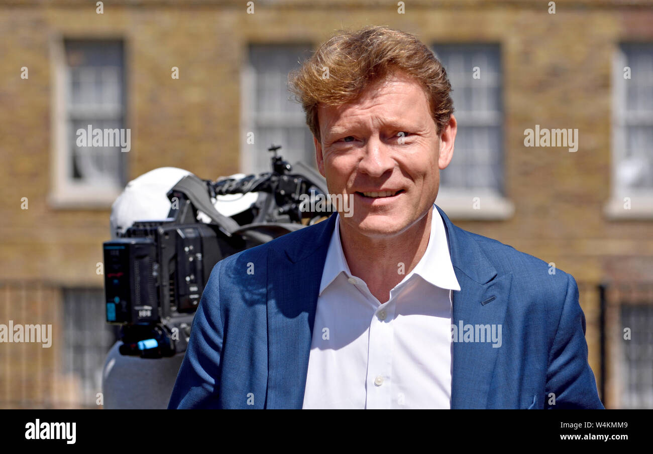 Richard Tice MEP, presidente del Partito Brexit, su College Green, Westminster, Luglio 2019 Foto Stock