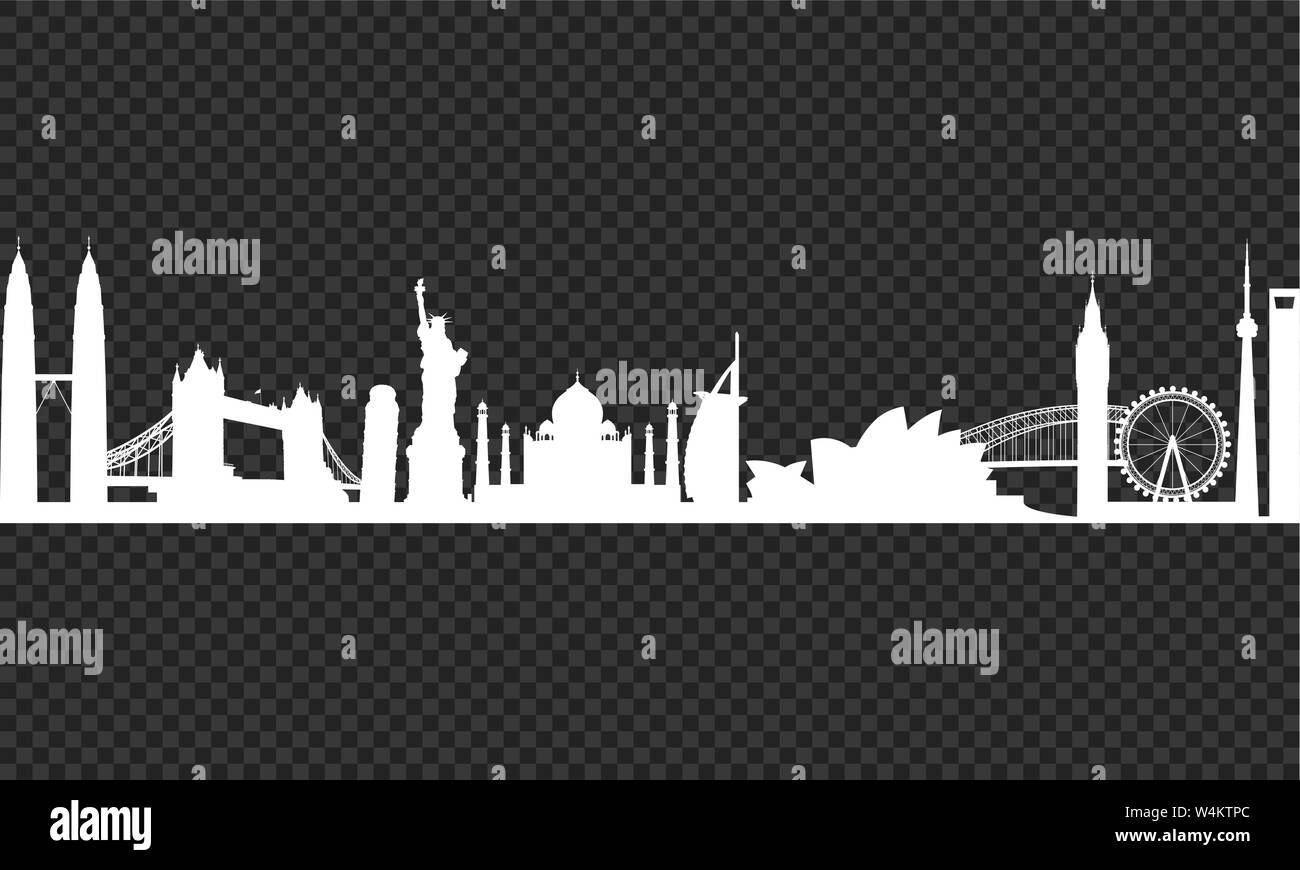 Paesaggio urbano su un sfondo di trasparenza Illustrazione Vettoriale