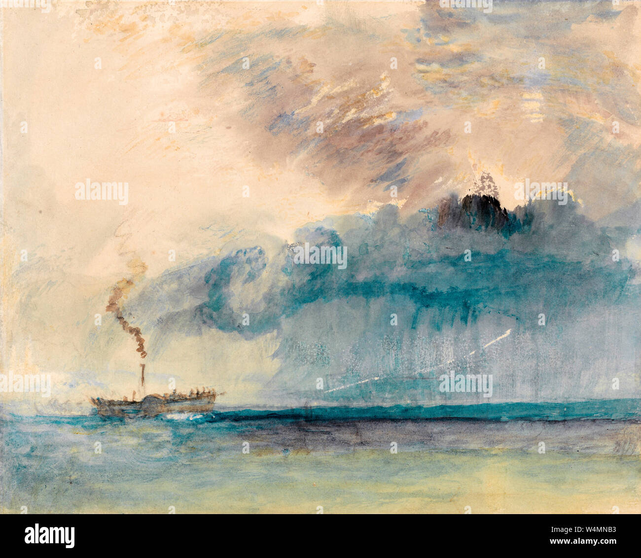 JMW Turner, pittura, paddle-sistema di cottura a vapore in una tempesta, circa 1841 Foto Stock