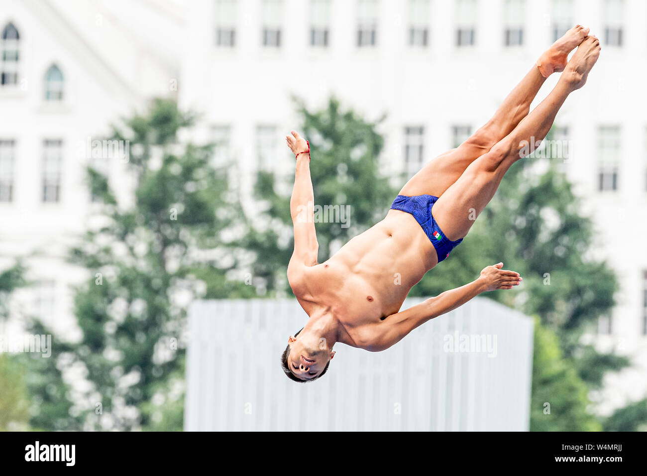 24 luglio 2019 Gwangju, Corea del Sud 18° Campionato Mondiale di Aquatica della FINA 24-07-2019: Zwemmen: High Diving Men Final: Gwangju PAREDES Jonathan MEX MESSICO Gwangju Corea del Sud 24/07/2019 High Diving Men Final 18° Campionato Mondiale di Aquatica della FINA Università di Chosun Foto Stock