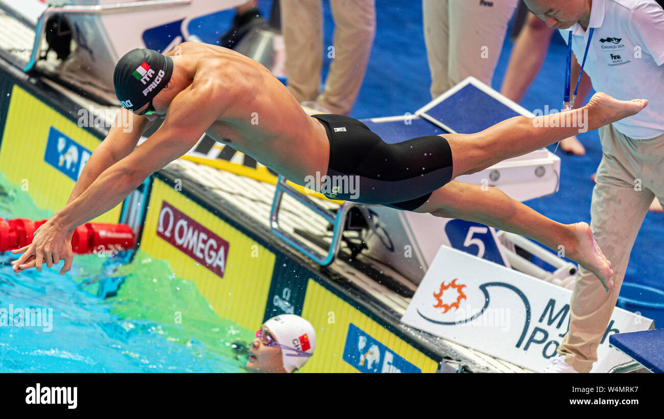 24 luglio 2019 Gwangju, Corea del Sud 18° Campionato Mondiale di Aquatica della FINA 24-07-2019: Zwemmen: WK 2019: Gwangju FRIGO Manuel ITA ITALIA Gwangju Corea del Sud 24/07/2019 misto di nuoto 4x100m Medley Relay 18° Campionato Mondiale di Aquatica della FINA Centro Acquatico Universitario di Nambu Foto Stock