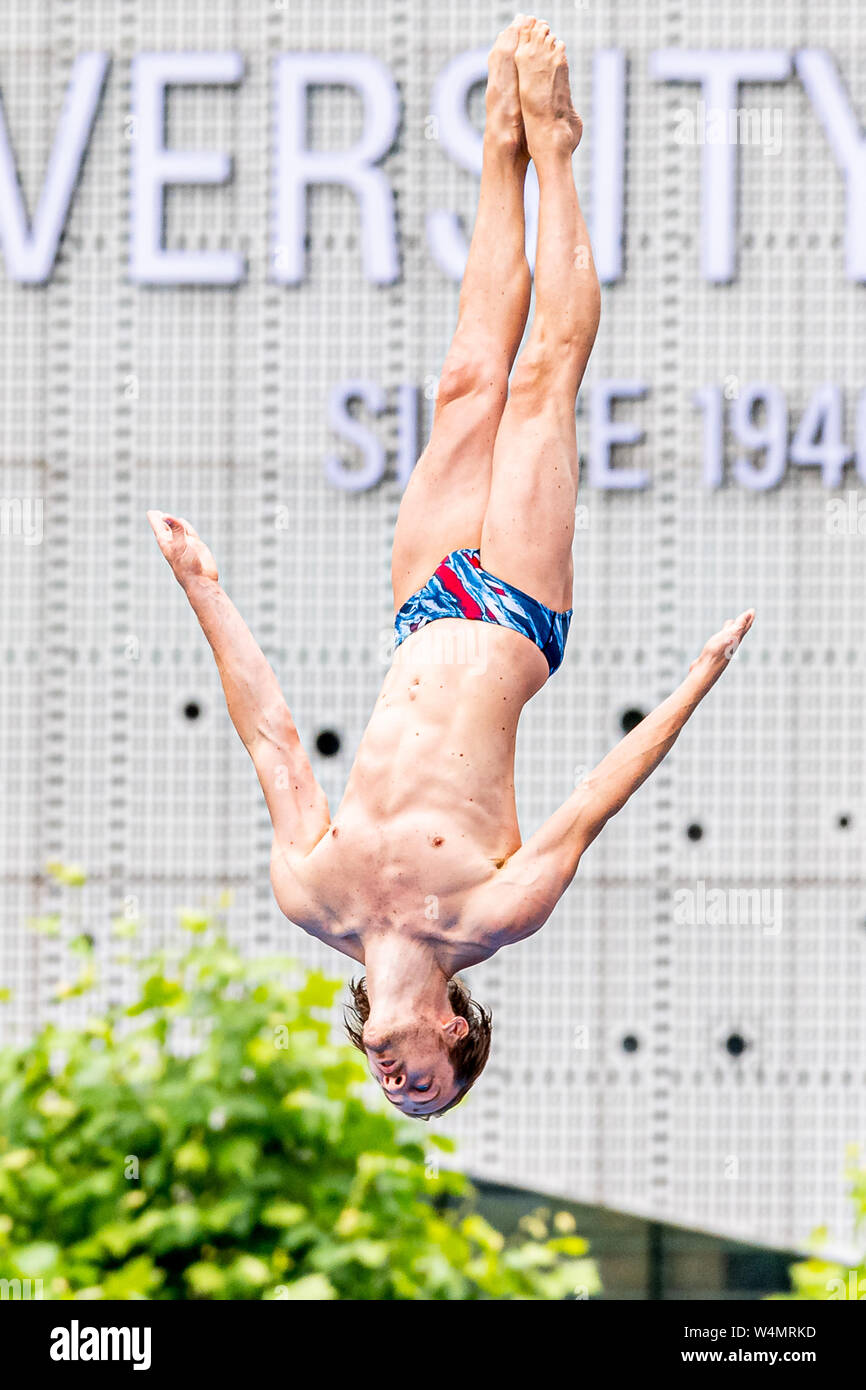 24 luglio 2019 Gwangju, Corea del Sud 18° Campionato Mondiale di Aquatica della FINA 24-07-2019: Zwemmen: High Diving Men Final: Gwangju HUNT Gary GBR GREAT BRITAIN Gwangju Corea del Sud 24/07/2019 High Diving Men Final 18° Campionato Mondiale di Aquatica della FINA Università di Chosun Foto Stock