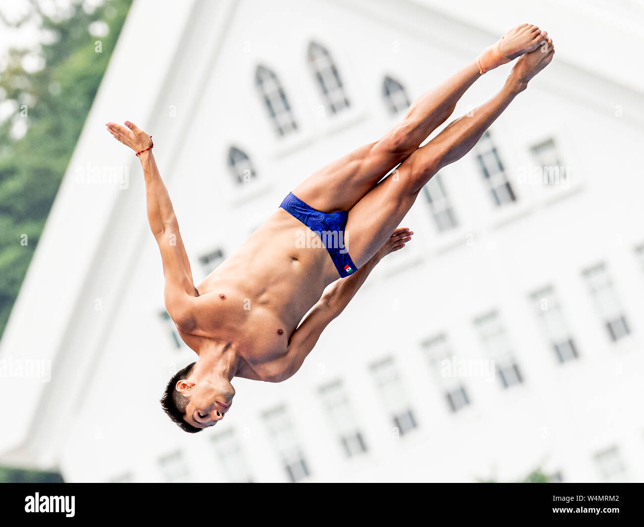 24 luglio 2019 Gwangju, Corea del Sud 18° Campionato Mondiale di Aquatica della FINA 24-07-2019: Zwemmen: High Diving Men Final: Gwangju PAREDES Jonathan MEX MESSICO Gwangju Corea del Sud 24/07/2019 High Diving Men Final 18° Campionato Mondiale di Aquatica della FINA Università di Chosun Foto Stock
