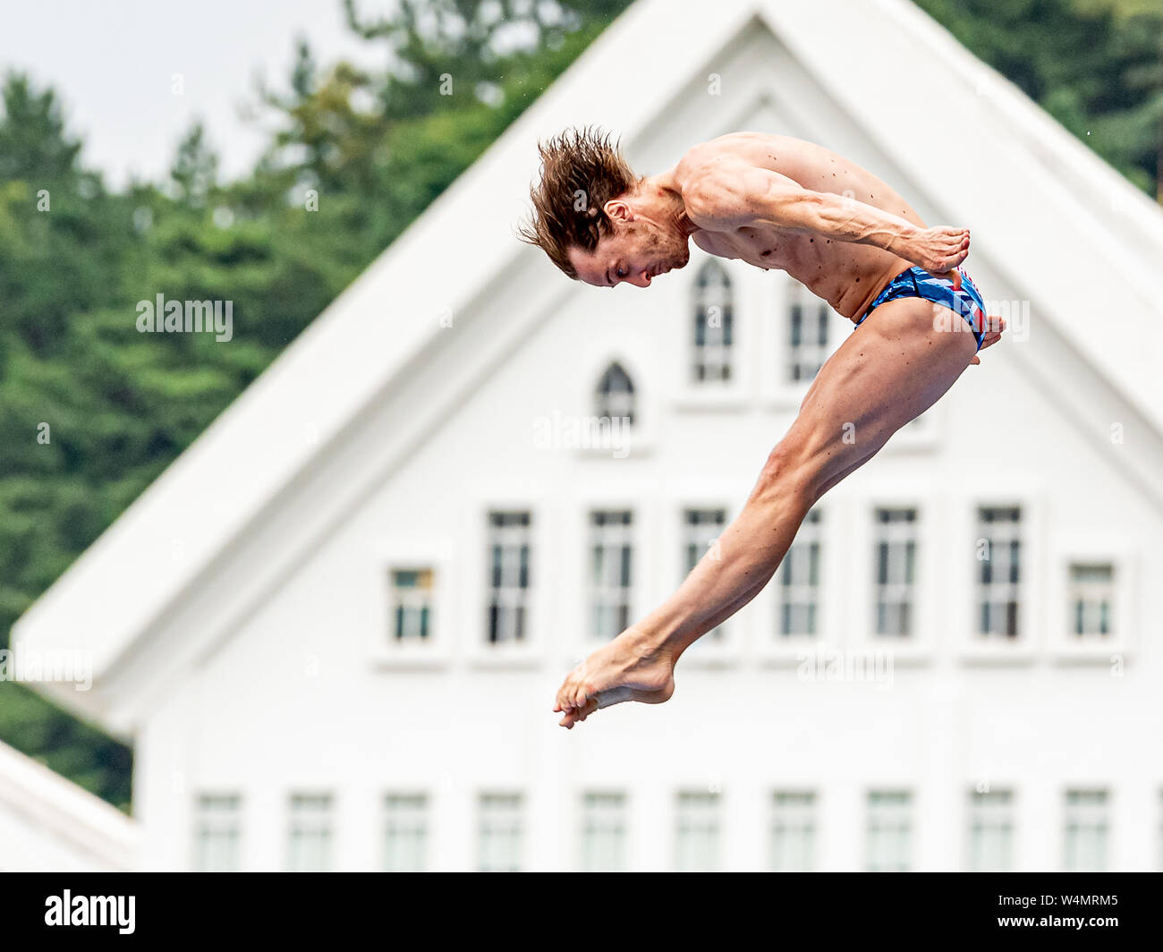 24 luglio 2019 Gwangju, Corea del Sud 18° Campionato Mondiale di Aquatica della FINA 24-07-2019: Zwemmen: High Diving Men Final: Gwangju HUNT Gary GBR GREAT BRITAIN Gwangju Corea del Sud 24/07/2019 High Diving Men Final 18° Campionato Mondiale di Aquatica della FINA Università di Chosun Foto Stock