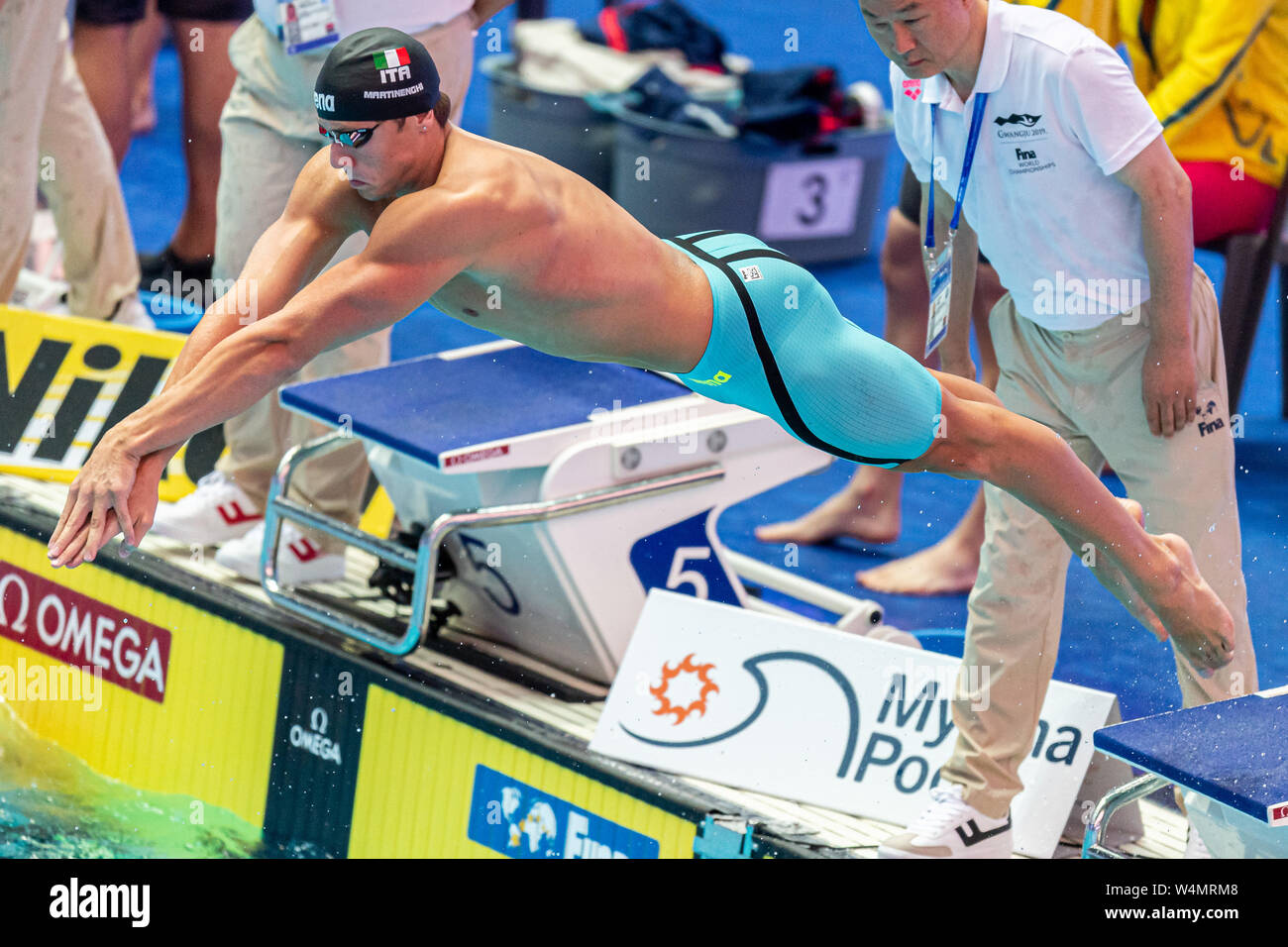 24 luglio 2019 Gwangju, Corea del Sud 18° Campionato Mondiale di Aquatica della FINA 24-07-2019: Zwemmen: WK 2019: Gwangju MARTINENGHI Nicolo ITA ITALIA Gwangju Corea del Sud 24/07/2019 misto di nuoto 4x100m Medley Relay 18° Campionato Mondiale di Aquatica della FINA Centro Acquatico Universitario di Nambu Foto Stock