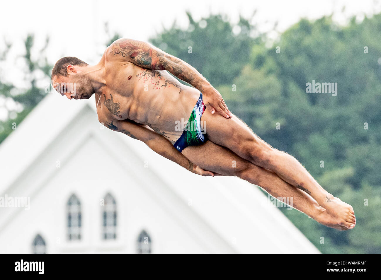 24 luglio 2019 Gwangju, Corea del Sud 18° Campionato Mondiale di Aquatica della FINA 24-07-2019: Zwemmen: High Diving Men Final: Gwangju de ROSE Alessandro ITA ITALIA Gwangju Corea del Sud 24/07/2019 High Diving Men Final 18° Campionato Mondiale di Aquatica della FINA Università di Chosun Foto Stock