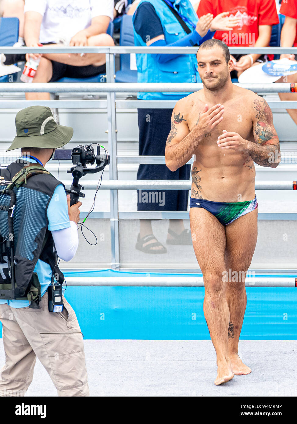 24 luglio 2019 Gwangju, Corea del Sud 18° Campionato Mondiale di Aquatica della FINA 24-07-2019: Zwemmen: High Diving Men Final: Gwangju de ROSE Alessandro ITA ITALIA Gwangju Corea del Sud 24/07/2019 High Diving Men Final 18° Campionato Mondiale di Aquatica della FINA Università di Chosun Foto Stock