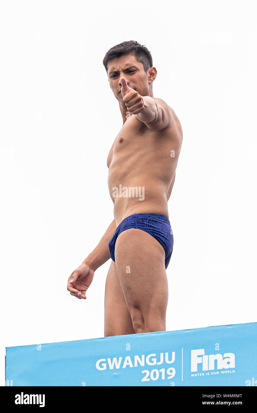 24 luglio 2019 Gwangju, Corea del Sud 18° Campionato Mondiale di Aquatica della FINA 24-07-2019: Zwemmen: High Diving Men Final: Gwangju PAREDES Jonathan MEX MESSICO Gwangju Corea del Sud 24/07/2019 High Diving Men Final 18° Campionato Mondiale di Aquatica della FINA Università di Chosun Foto Stock