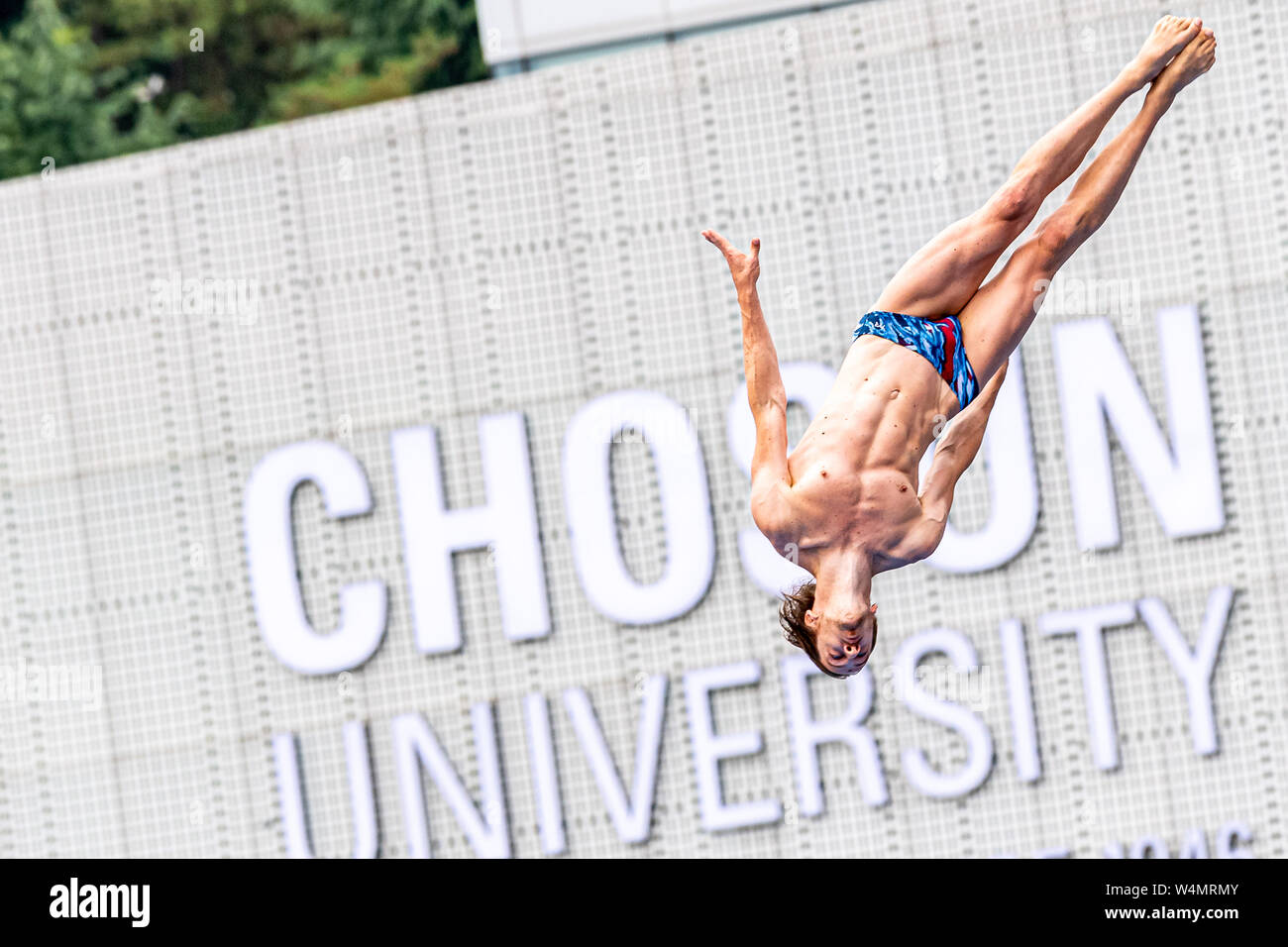 24 luglio 2019 Gwangju, Corea del Sud 18° Campionato Mondiale di Aquatica della FINA 24-07-2019: Zwemmen: High Diving Men Final: Gwangju HUNT Gary GBR GREAT BRITAIN Gwangju Corea del Sud 24/07/2019 High Diving Men Final 18° Campionato Mondiale di Aquatica della FINA Università di Chosun Foto Stock
