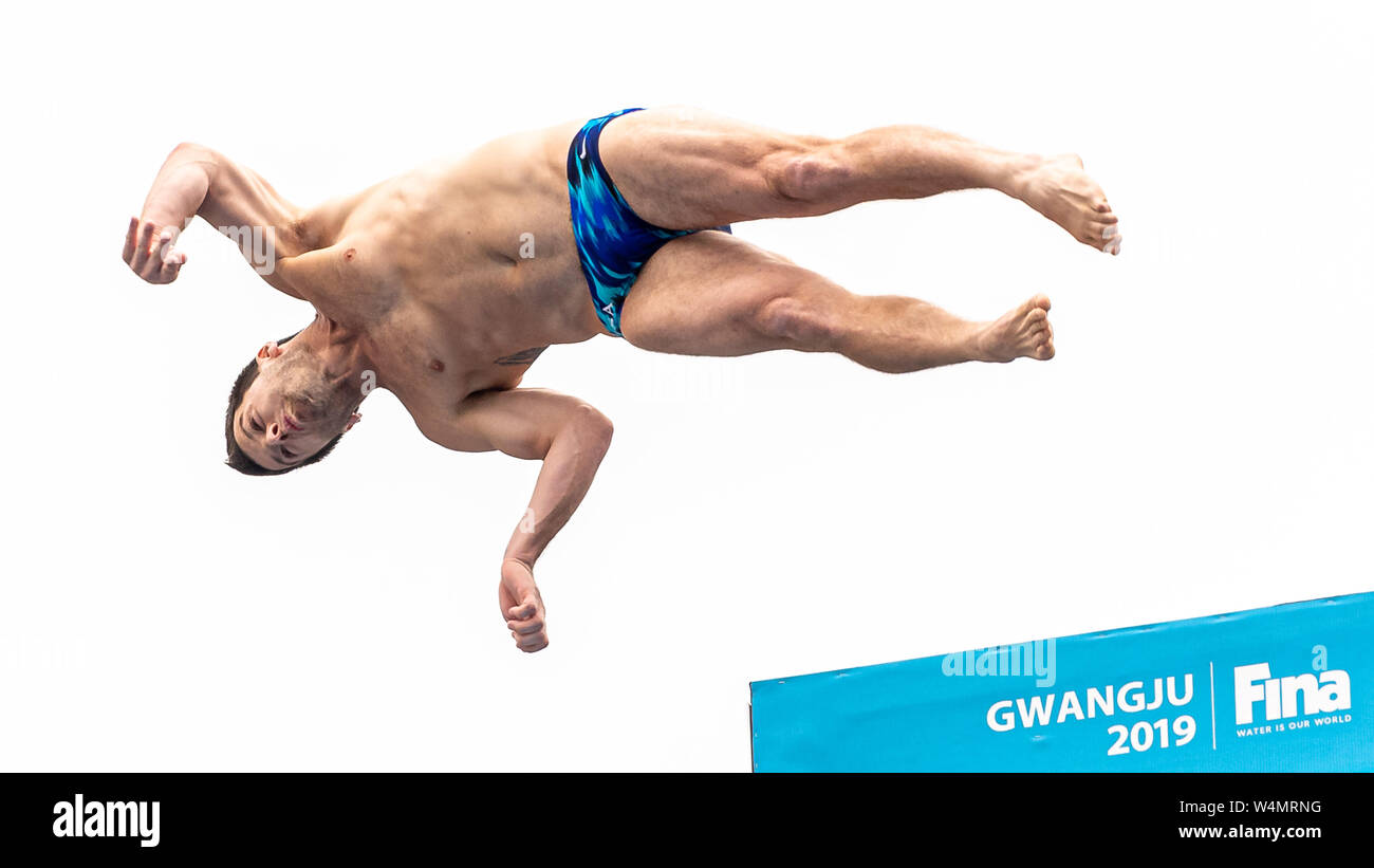 24 luglio 2019 Gwangju, Corea del Sud 18° Campionato Mondiale di Aquatica della FINA 24-07-2019: Zwemmen: High Diving Men Final: Gwangju lo BUE Steve USA STATI UNITI D'AMERICA Gwangju Corea del Sud 24/07/2019 High Diving Men Final 18° Campionato Mondiale di Aquatica della FINA Università di Chosun Foto Stock