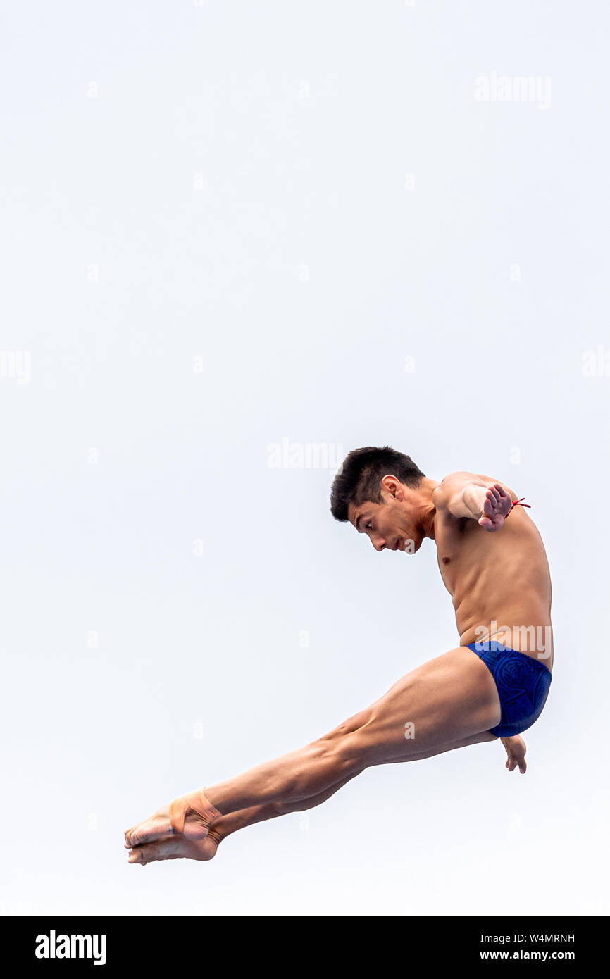 24 luglio 2019 Gwangju, Corea del Sud 18° Campionato Mondiale di Aquatica della FINA 24-07-2019: Zwemmen: High Diving Men Final: Gwangju PAREDES Jonathan MEX MESSICO Gwangju Corea del Sud 24/07/2019 High Diving Men Final 18° Campionato Mondiale di Aquatica della FINA Università di Chosun Foto Stock