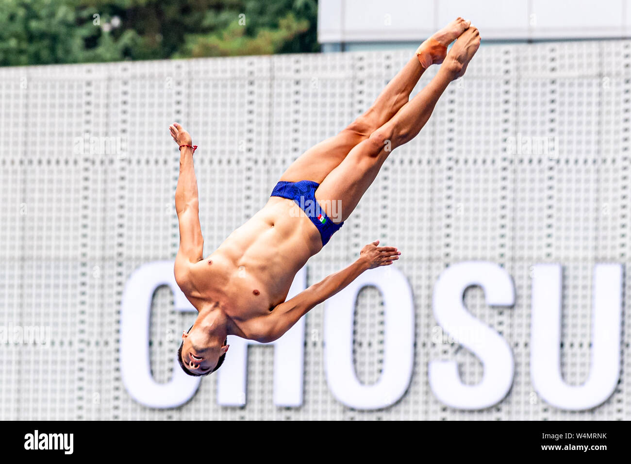 24 luglio 2019 Gwangju, Corea del Sud 18° Campionato Mondiale di Aquatica della FINA 24-07-2019: Zwemmen: High Diving Men Final: Gwangju PAREDES Jonathan MEX MESSICO Gwangju Corea del Sud 24/07/2019 High Diving Men Final 18° Campionato Mondiale di Aquatica della FINA Università di Chosun Foto Stock