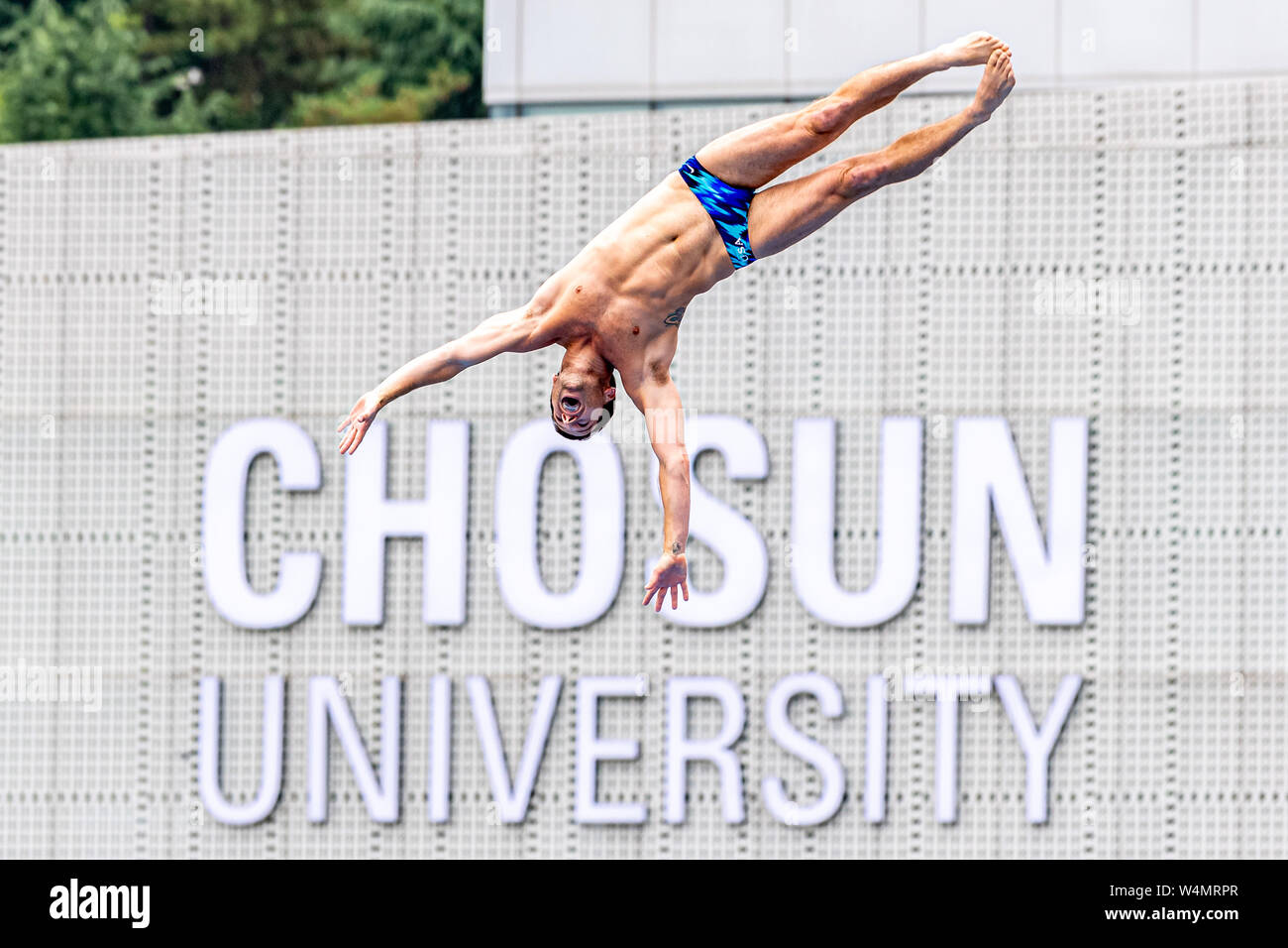 24 luglio 2019 Gwangju, Corea del Sud 18° Campionato Mondiale di Aquatica della FINA 24-07-2019: Zwemmen: High Diving Men Final: Gwangju lo BUE Steve USA STATI UNITI D'AMERICA Gwangju Corea del Sud 24/07/2019 High Diving Men Final 18° Campionato Mondiale di Aquatica della FINA Università di Chosun Foto Stock