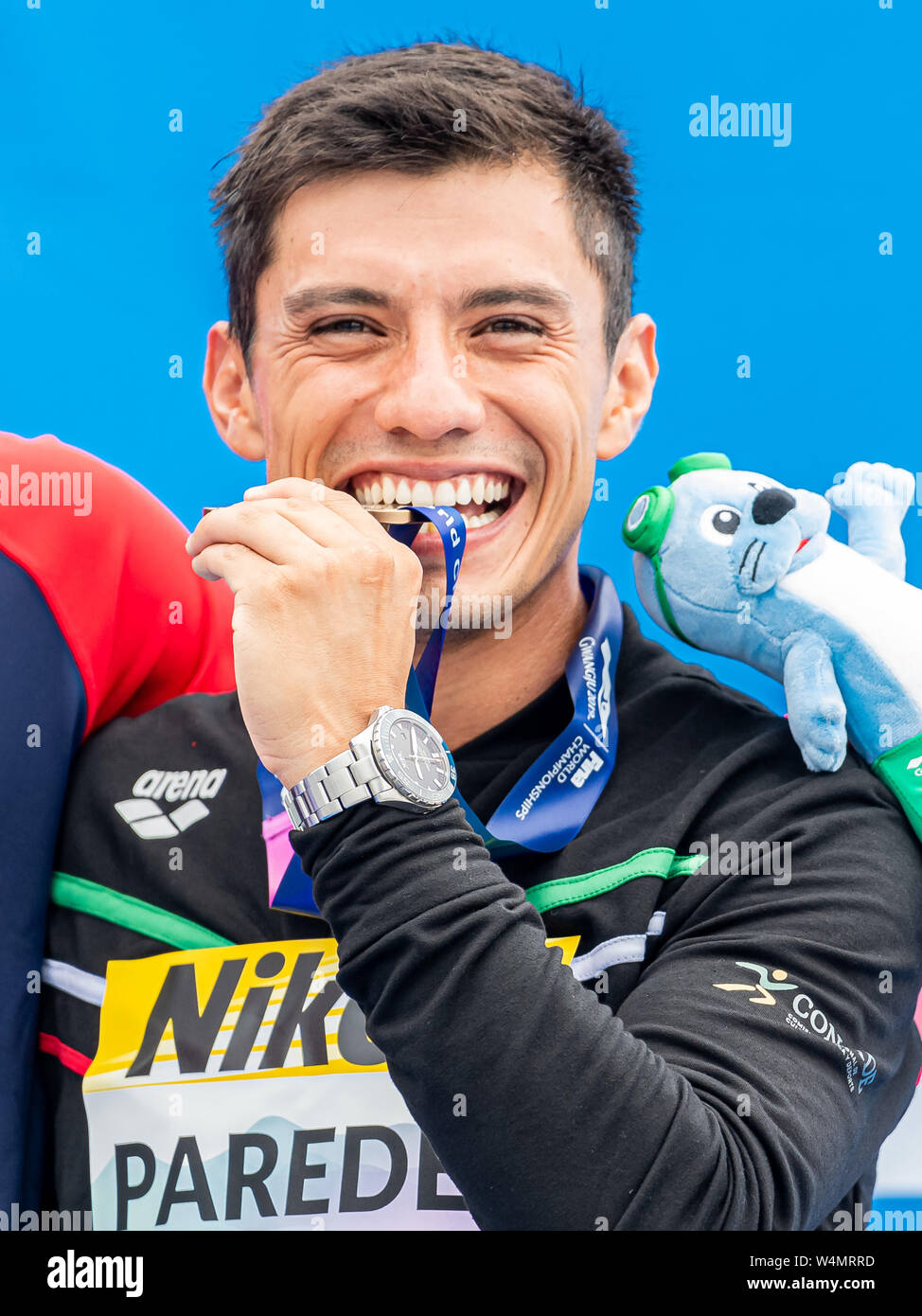 24 luglio 2019 Gwangju, Corea del Sud 18° Campionato Mondiale di Aquatica della FINA 24-07-2019: Zwemmen: High Diving Men Final: Gwangju PAREDES Jonathan MEX MESSICO Medaglia di bronzo Gwangju Corea del Sud 24/07/2019 High Diving Men Final 18° Campionato Mondiale di Aquatica della FINA Università di Chosun Foto Stock