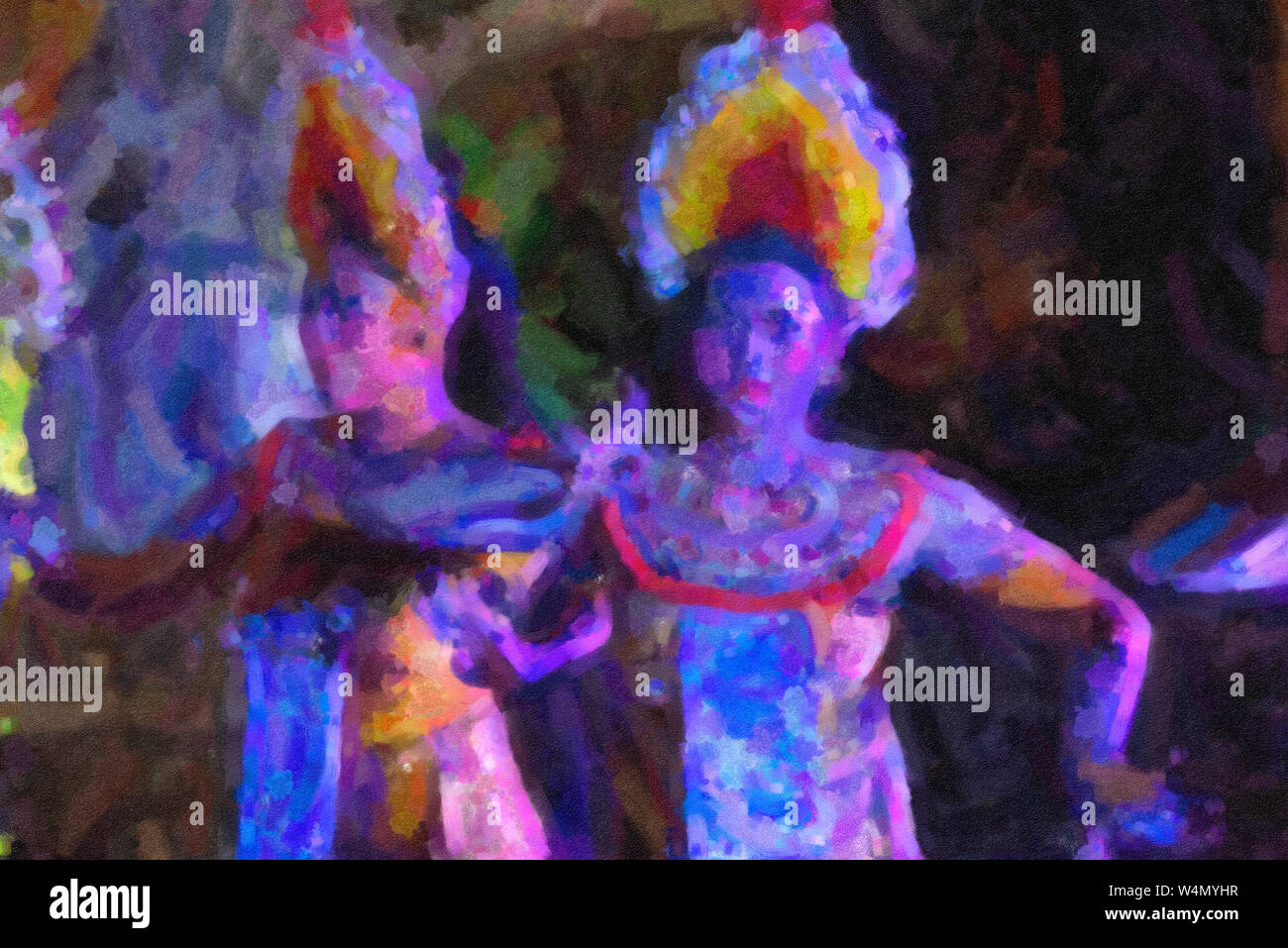 Digital pittura ad olio per effetto di ballerini Balinesi Foto Stock