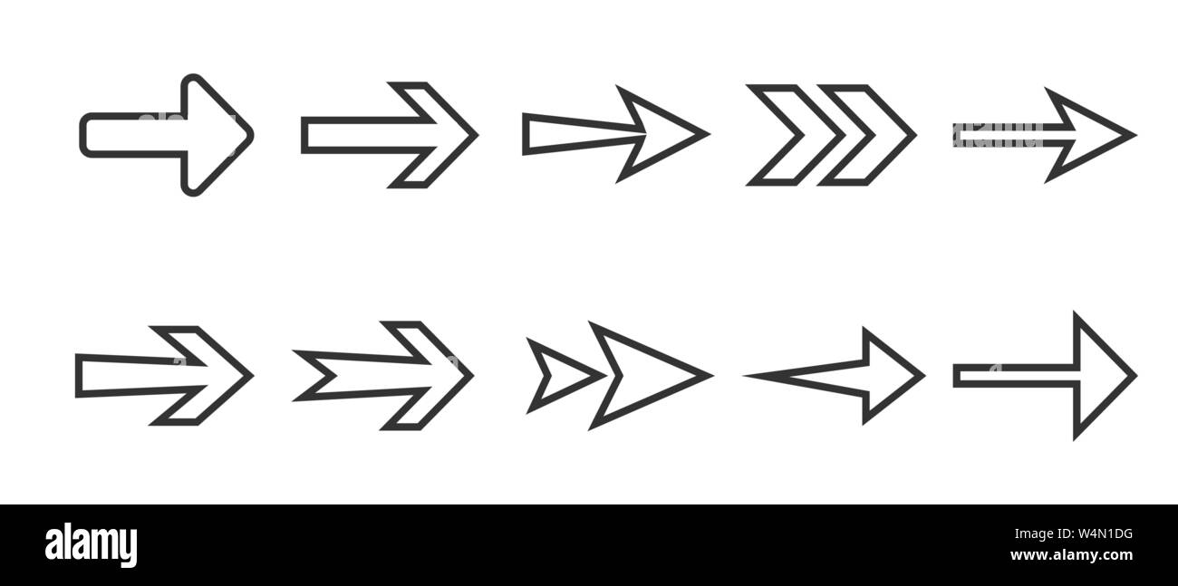 Illustrazione Vettoriale, design piatto. Icona a forma di freccia impostato Illustrazione Vettoriale