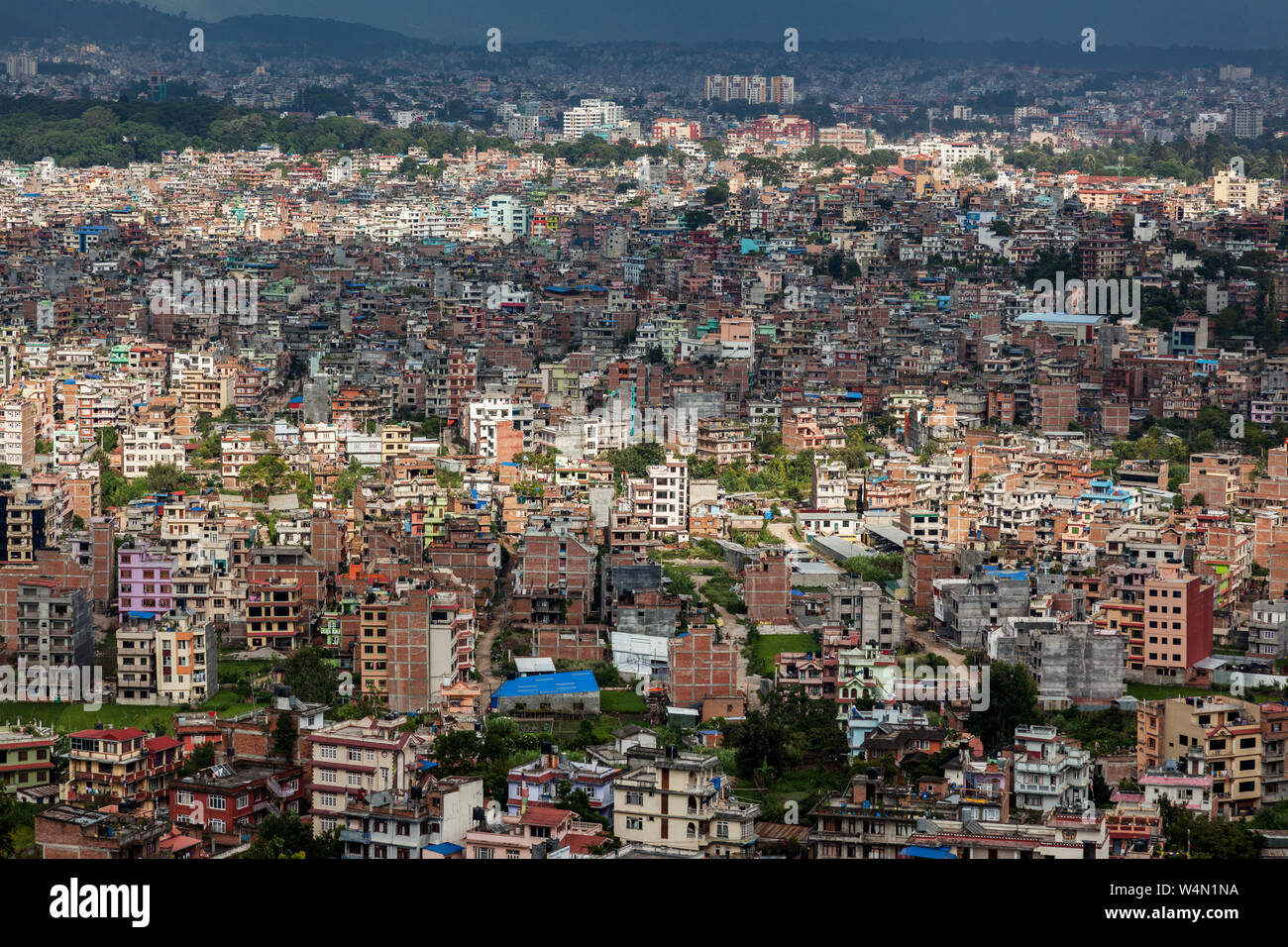 Vista su Kathmandu da Swayambhunath, Nepal Foto Stock