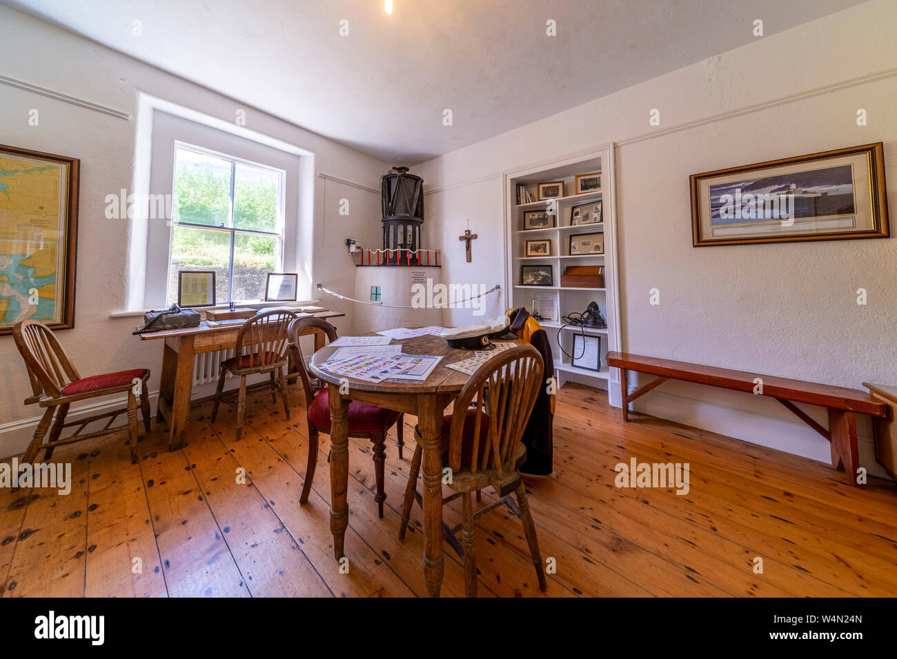 Interno di Valentia Island Lighthouse a Cromwell punto, County Kerry, Irlanda Foto Stock