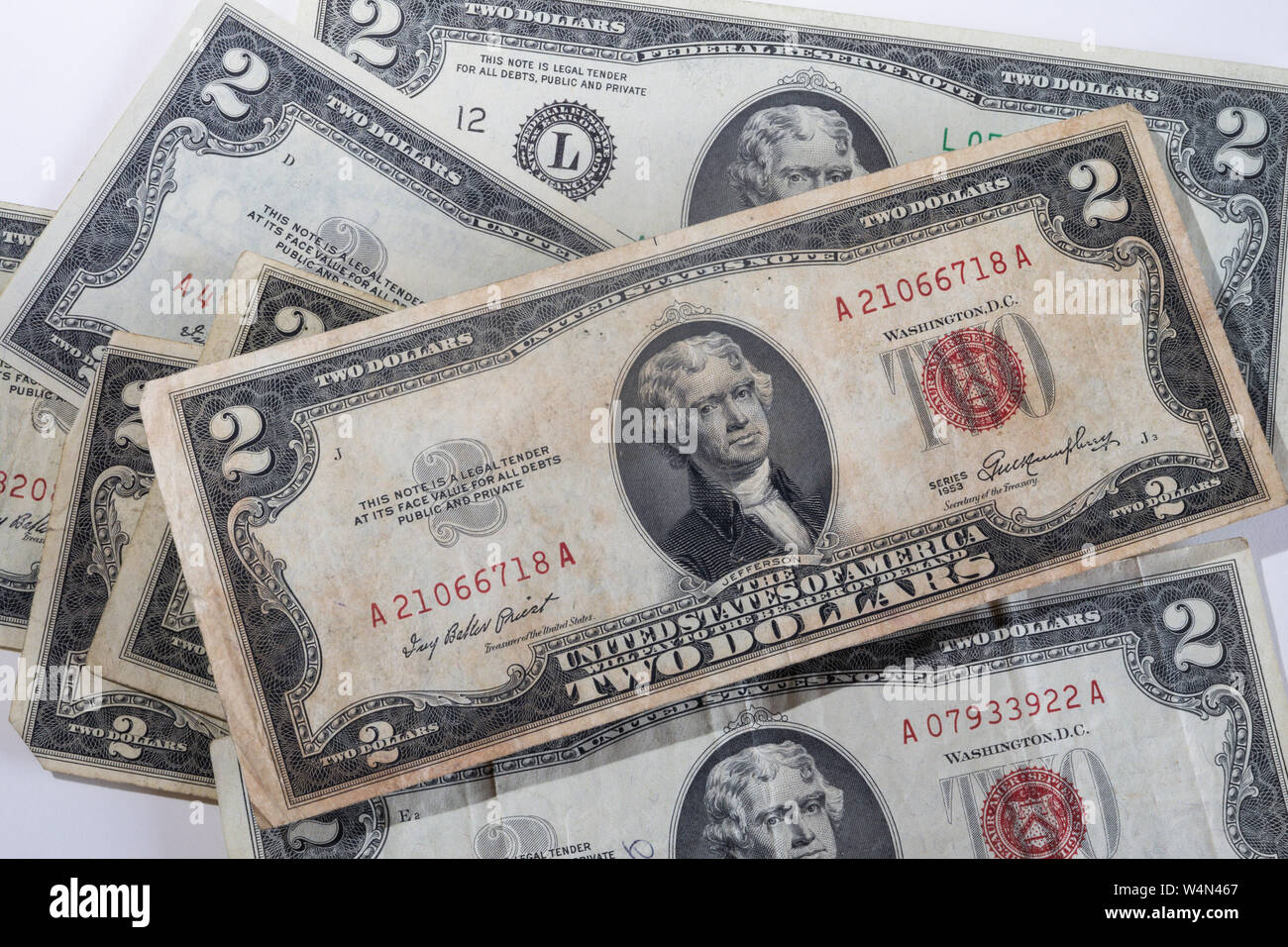 Close Up di noi due dollari USA Foto Stock