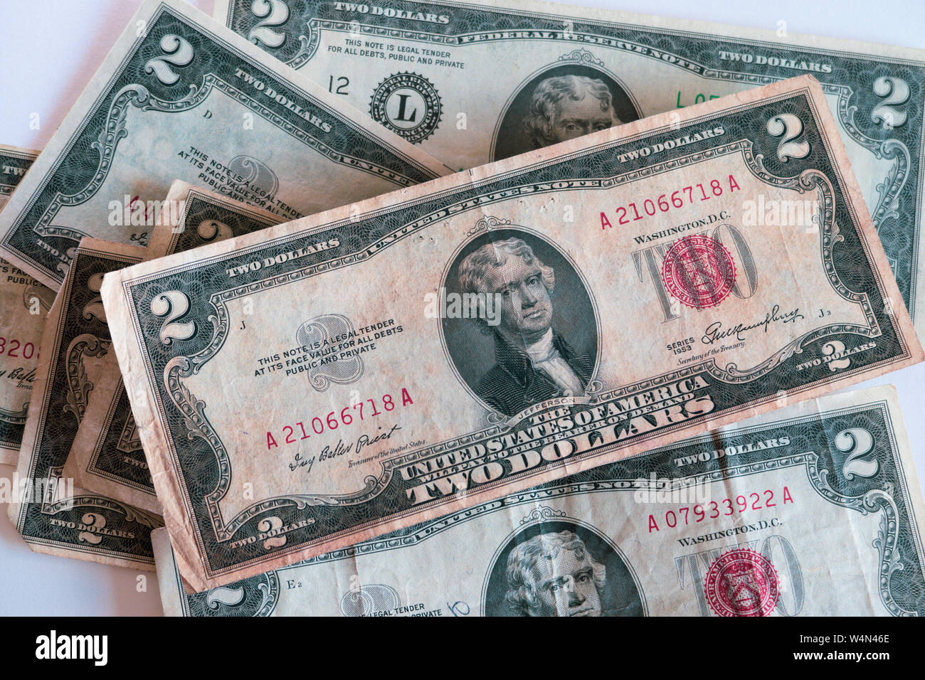 Close Up di noi due dollari USA Foto Stock
