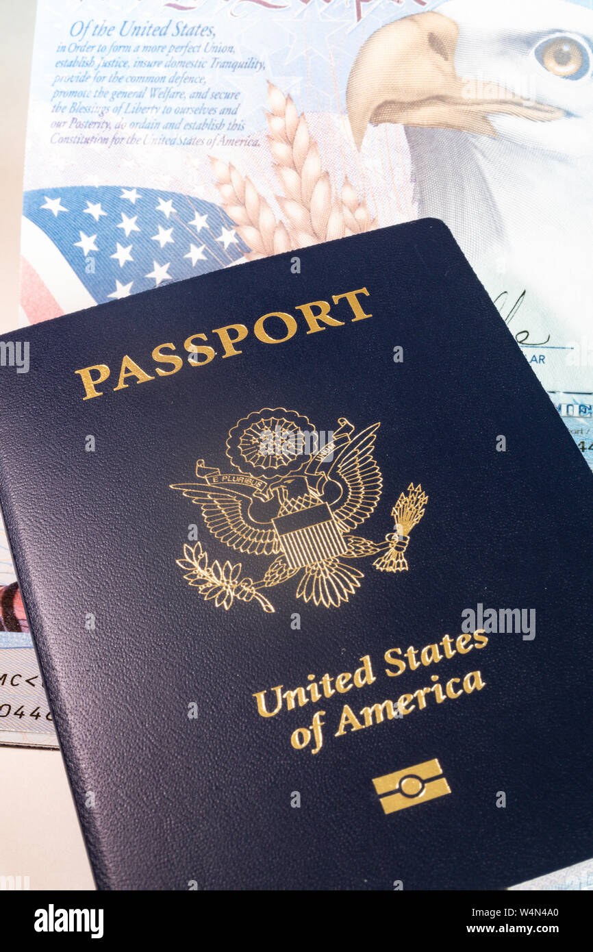 Noi passaporto biometrico, STATI UNITI D'AMERICA Foto Stock