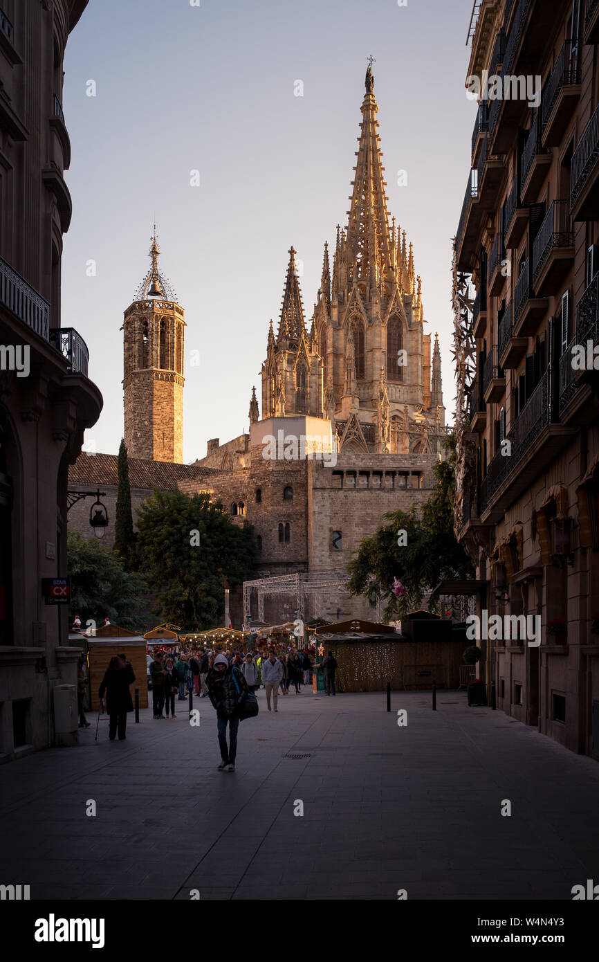 Cattedrale di Santa Creu Santa Eulalia, Barcelona, Spagna quartiere Gotico Foto Stock