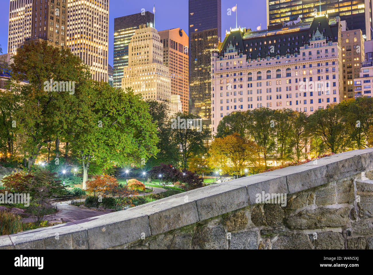 Central Park durante l'autunno in New York City. Foto Stock
