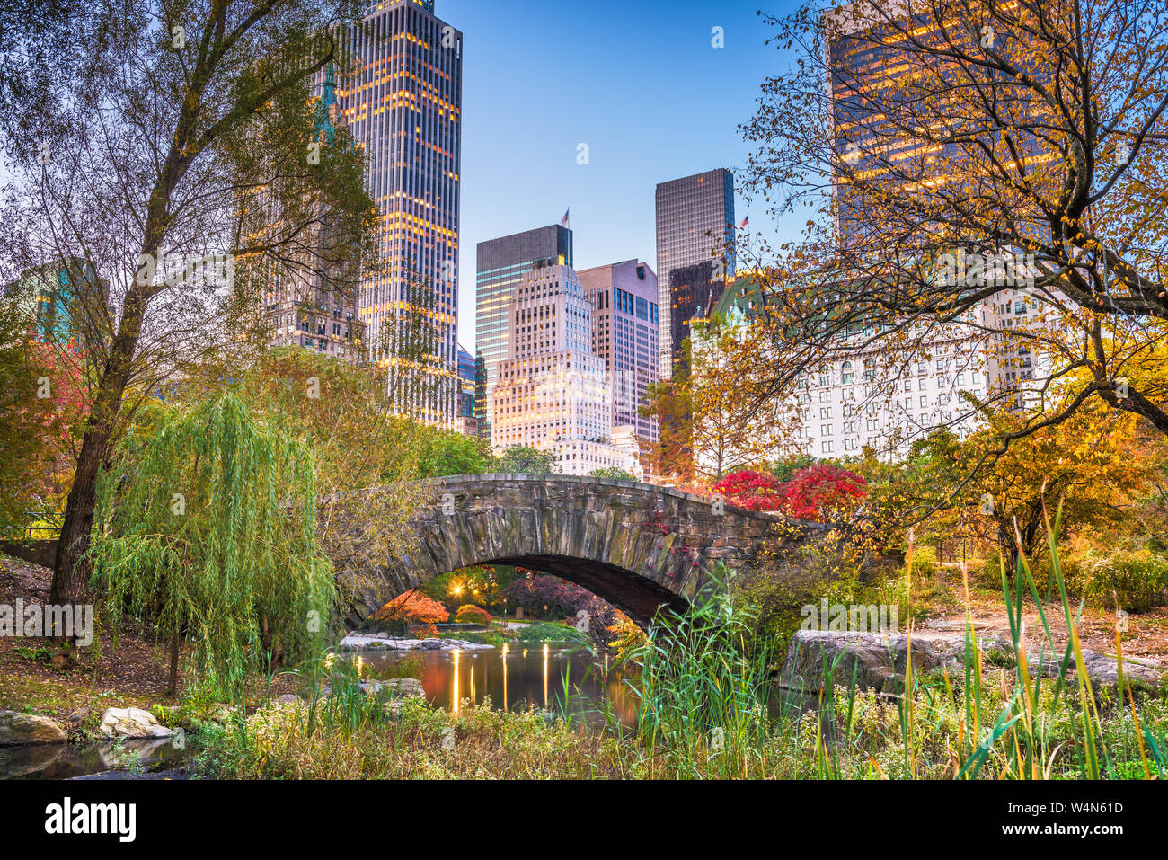 Central Park durante l'autunno in New York City. Foto Stock