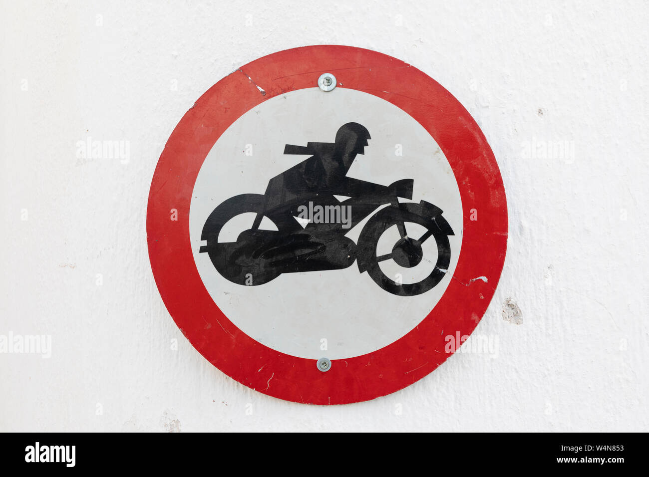 Nessun segno di moto in strada di Emporio, Santorini Foto Stock