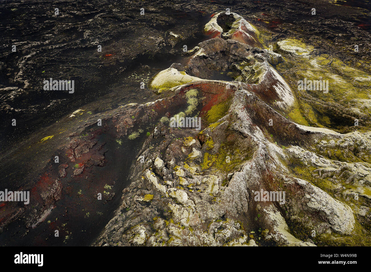 Antenna di un cratere nel famoso Lakagigar fessura. Foto Stock